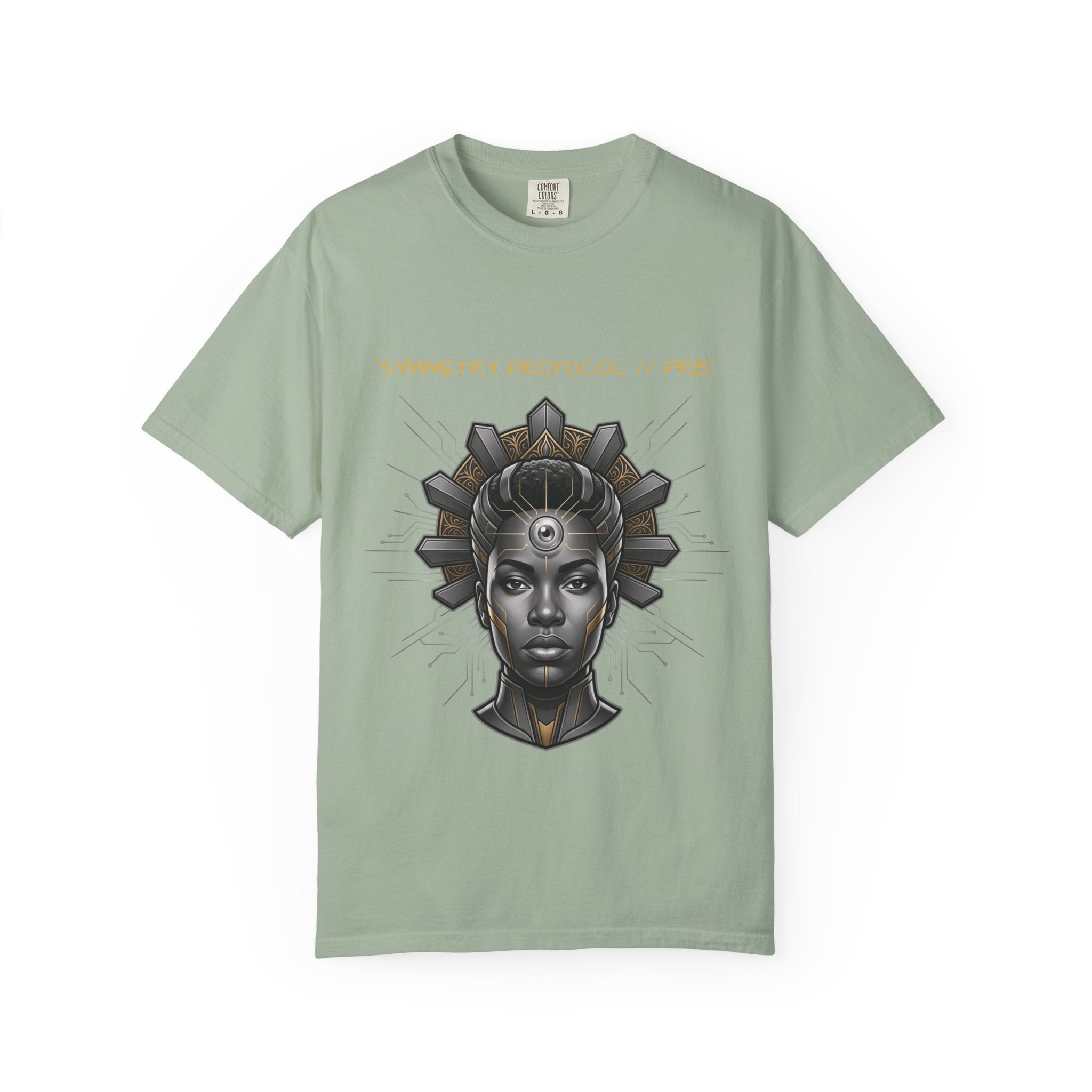 Printify PRB Afrofuturist Crowned Woman T-shirt | Sci‑Fi Portrait Tee - T-Shirt
