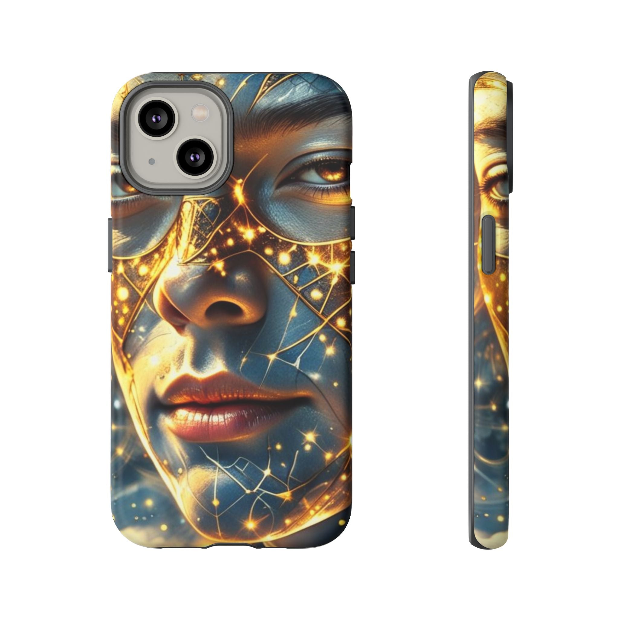 PRB Galactic Portrait Tough Case | Cosmic Face Phone Case, Starry Nebula Design by Power Runs Black