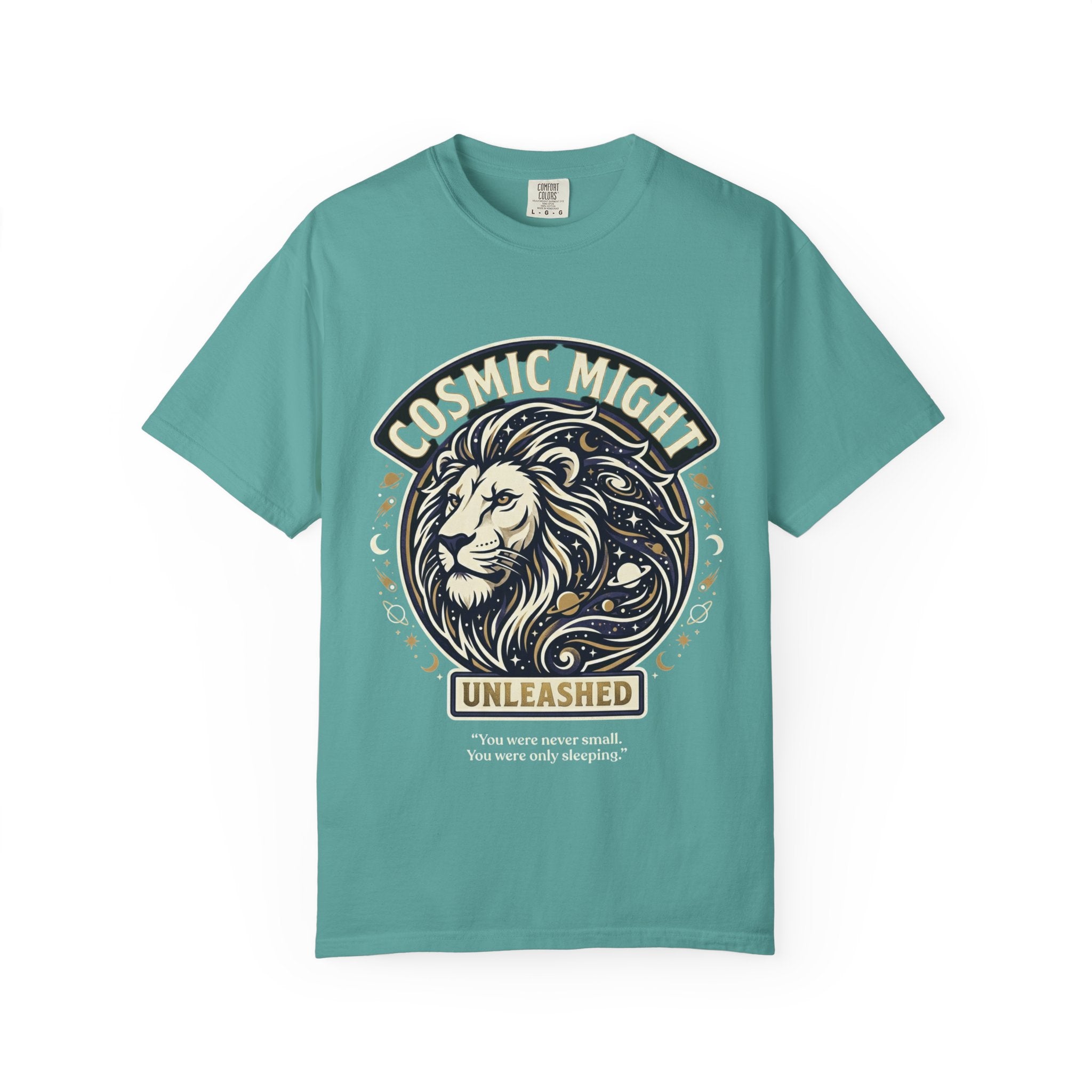 PRB Starforged Flex Cosmic Might Unleashed Lion Graphic T-Shirt — "Unleashed" Inspirational Lion Tee by Power Runs Black