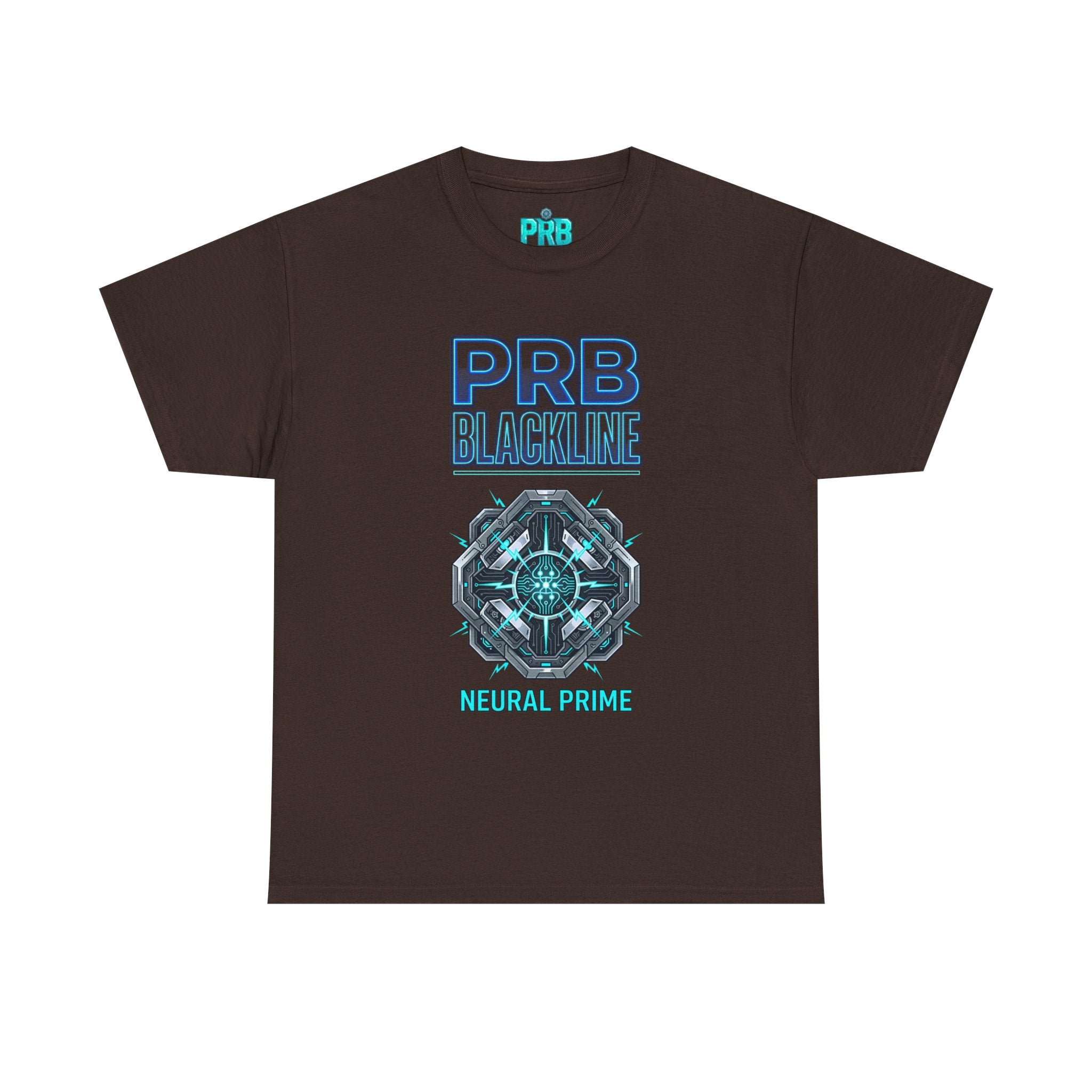 PRB Blackline Neural Prime Tech Tee — Futuristic Sci‑Fi Circuit Graphic T-Shirt by Power Runs Black
