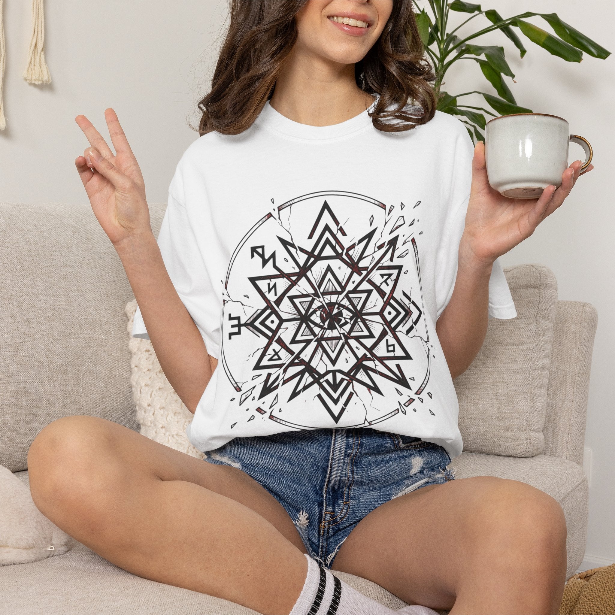 Power Runs Black PRB Eryx Tal Geometric Mandala T-Shirt — Symmetric Star Graphic Tee by Power Runs Black