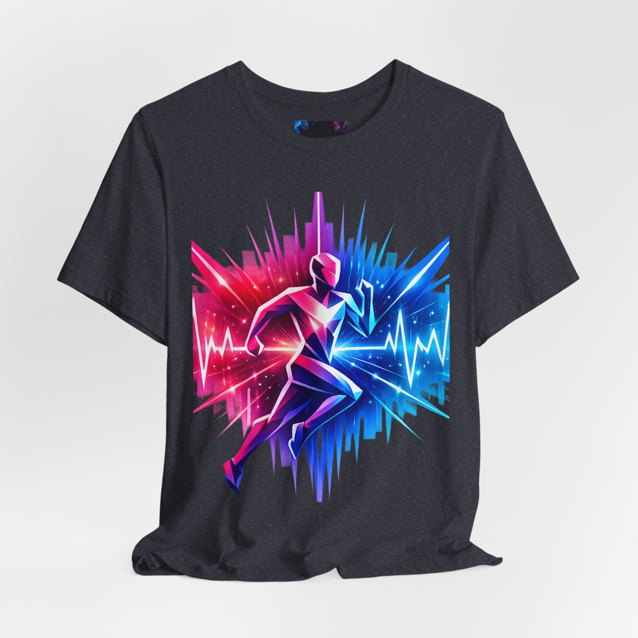 Power Runs Black PRB Running Pulse Graphic Tee — Neon Runner Heartbeat Sports T‑Shirt by Power Runs Black