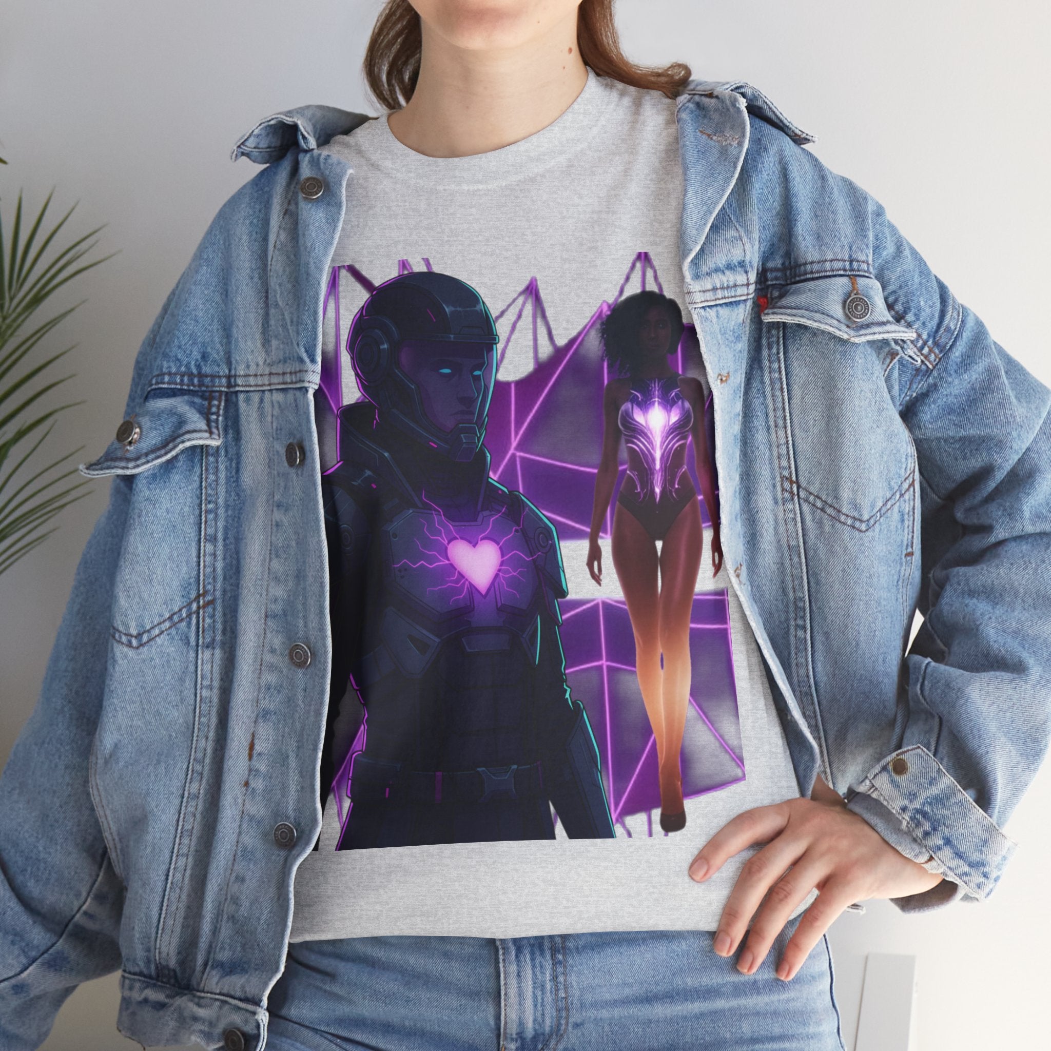 Power Run Black PRB Pretty Rich Bitch The Collection Purple Heart Cyberpunk Knight T-Shirt | Futuristic Armor Sci‑Fi Tee by Printify