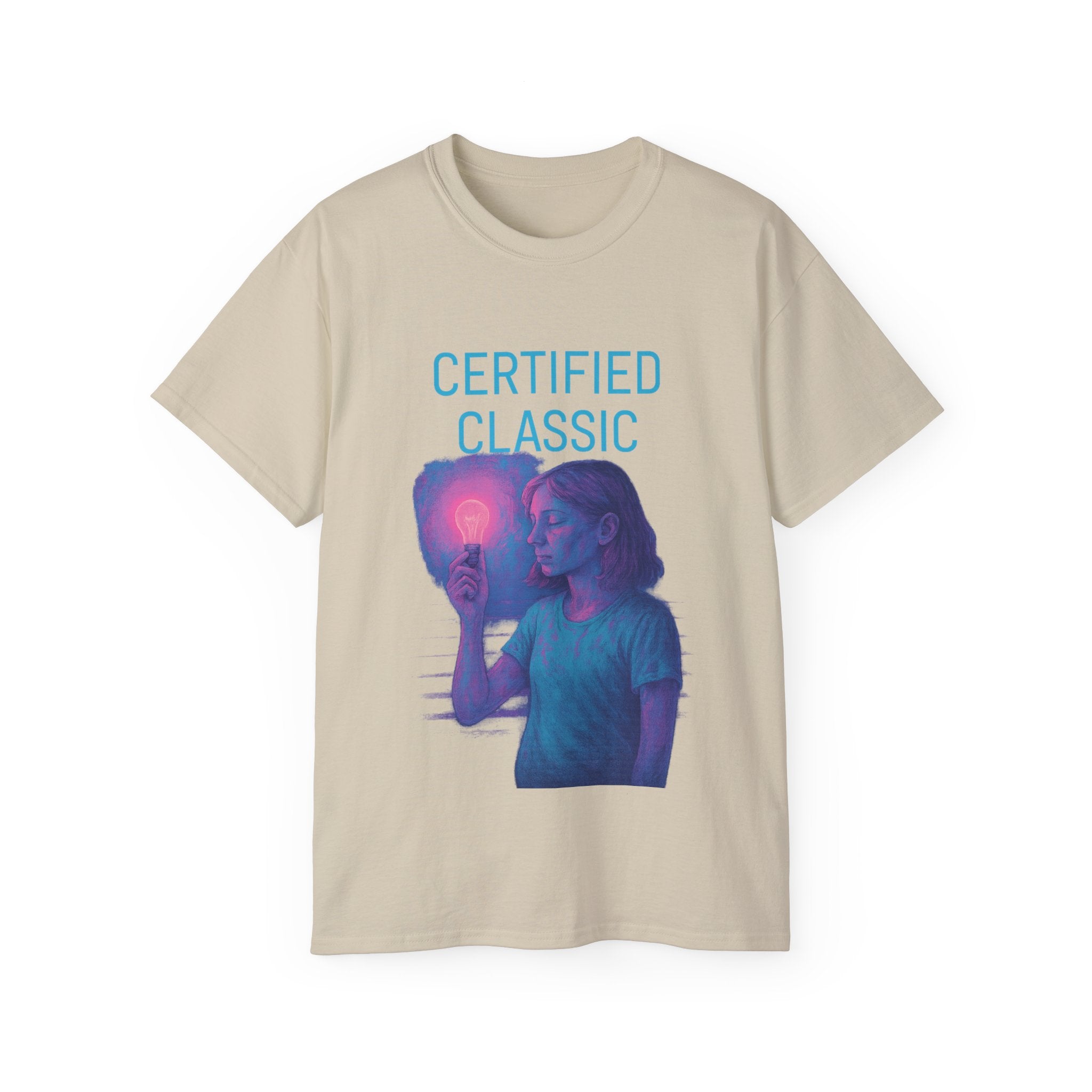 PRB Certified Classic portrait tee | Retro portrait holding light by Power Runs Black