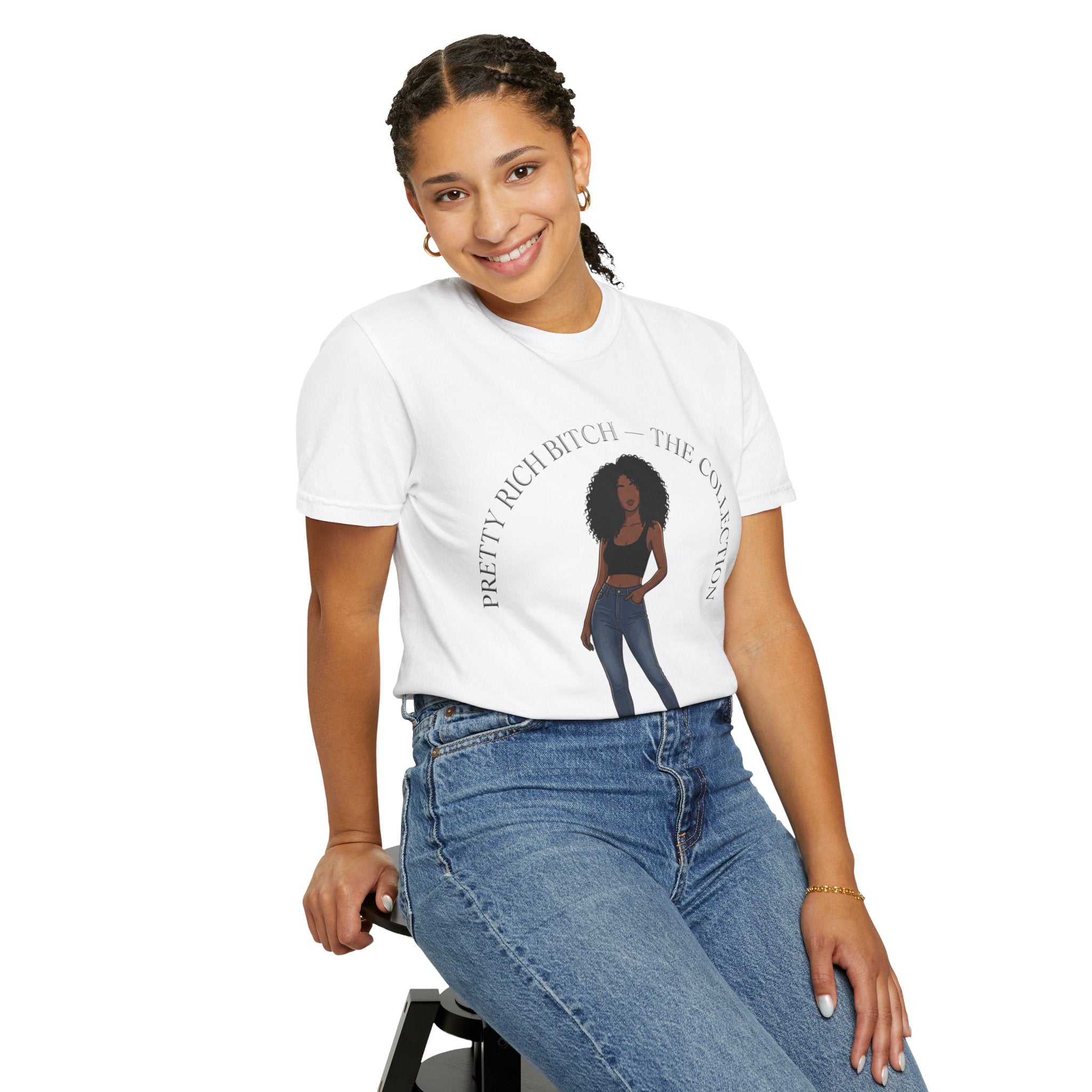 Pretty Rich Bitch The Collection by PRB Graphic Tee (Afro Curly Woman) by Power Runs Black