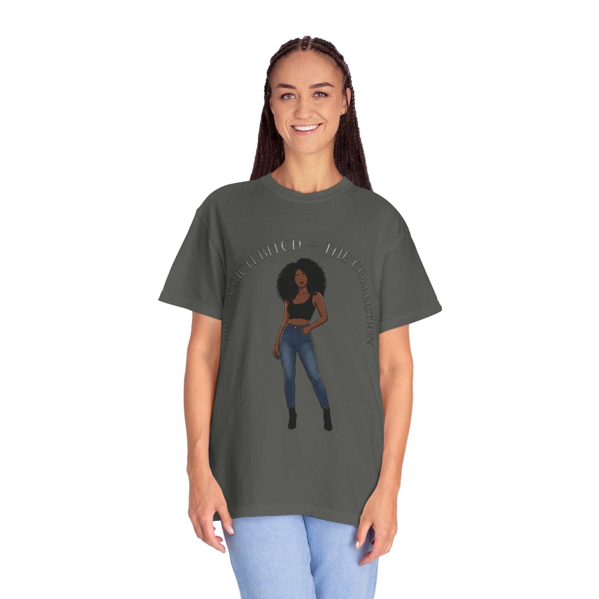 Pretty Rich Bitch The Collection by PRB Graphic Tee (Afro Curly Woman) by Power Runs Black