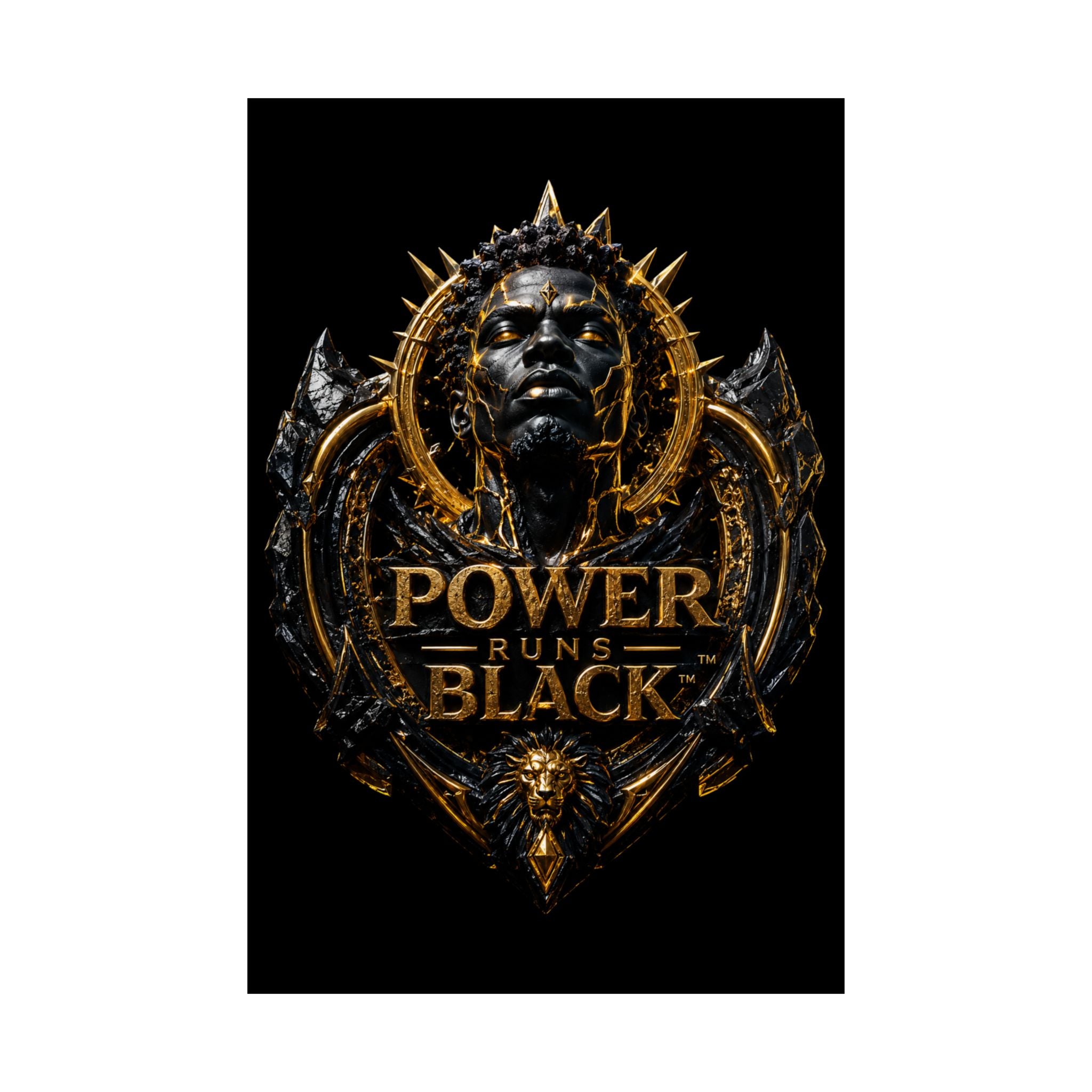 Power Runs Black Matte Poster — Gold & Black Regal Wall Art by Power Runs Black