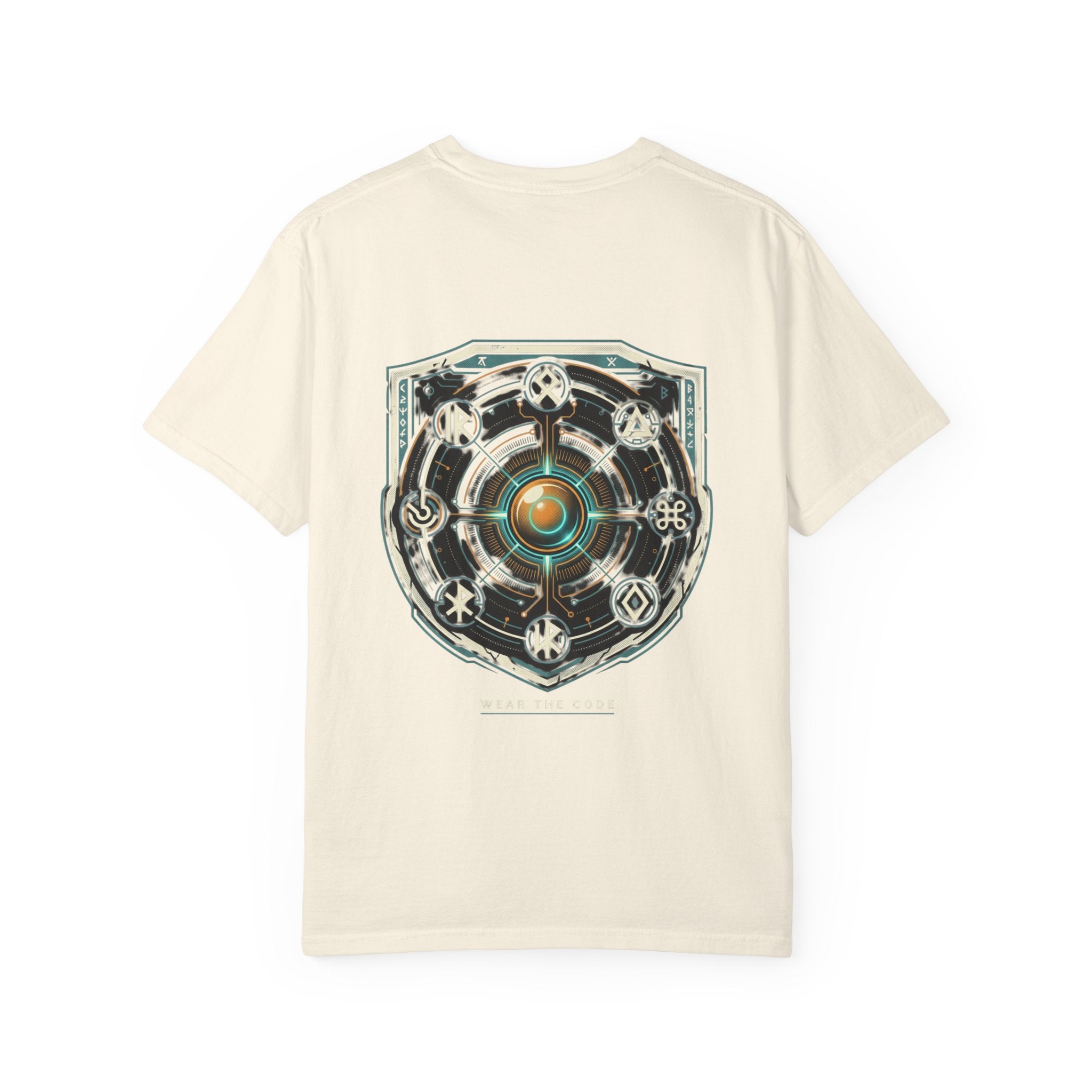 Power Runs Black PRB "Wear The Code" Mystic Shield T-Shirt — Geometric Sigil Graphic Tee by Printify