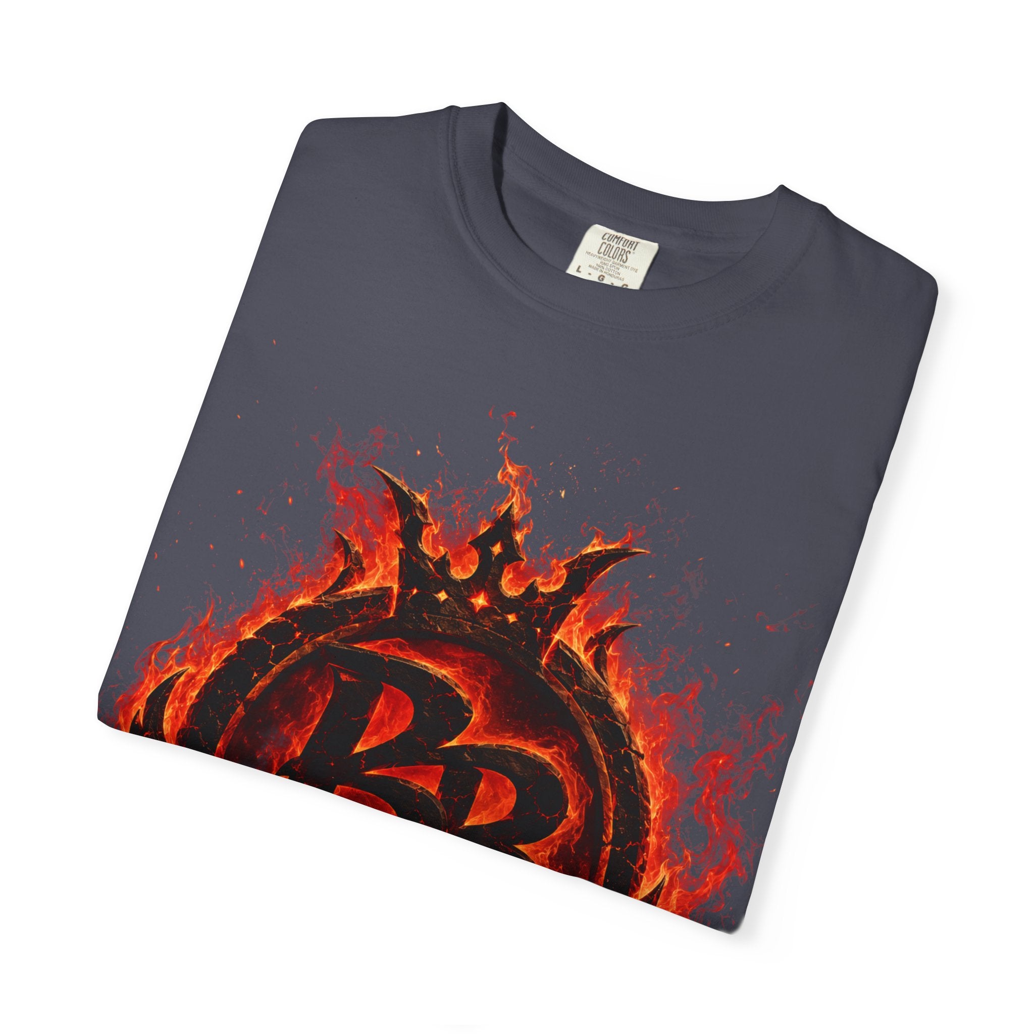 Power Runs Back PRB Flame Logo T-shirt | Fiery Emblem Tee, Grunge Rock Chic by Power Runs Black