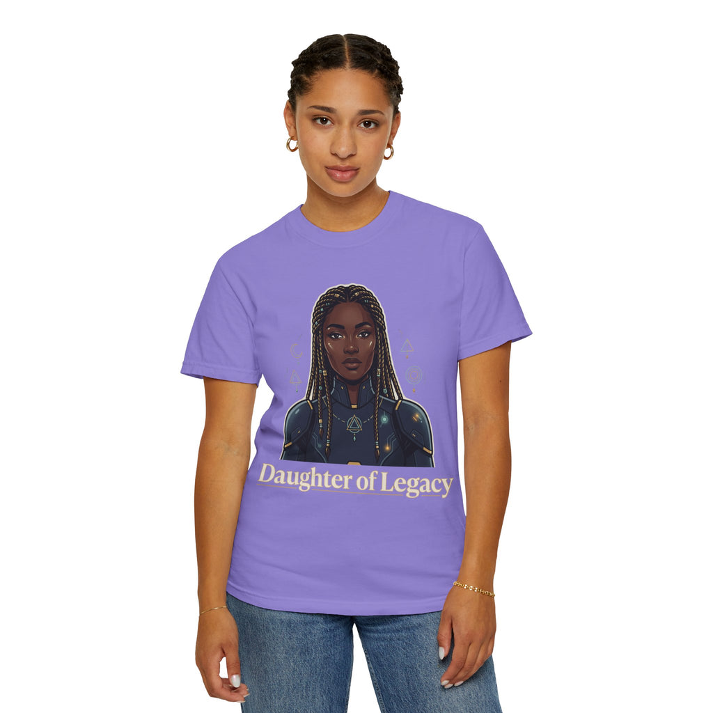 Power Runs Black Daughter of Legacy Graphic T-Shirt | Black Girl Magic Portrait Tee by Printify