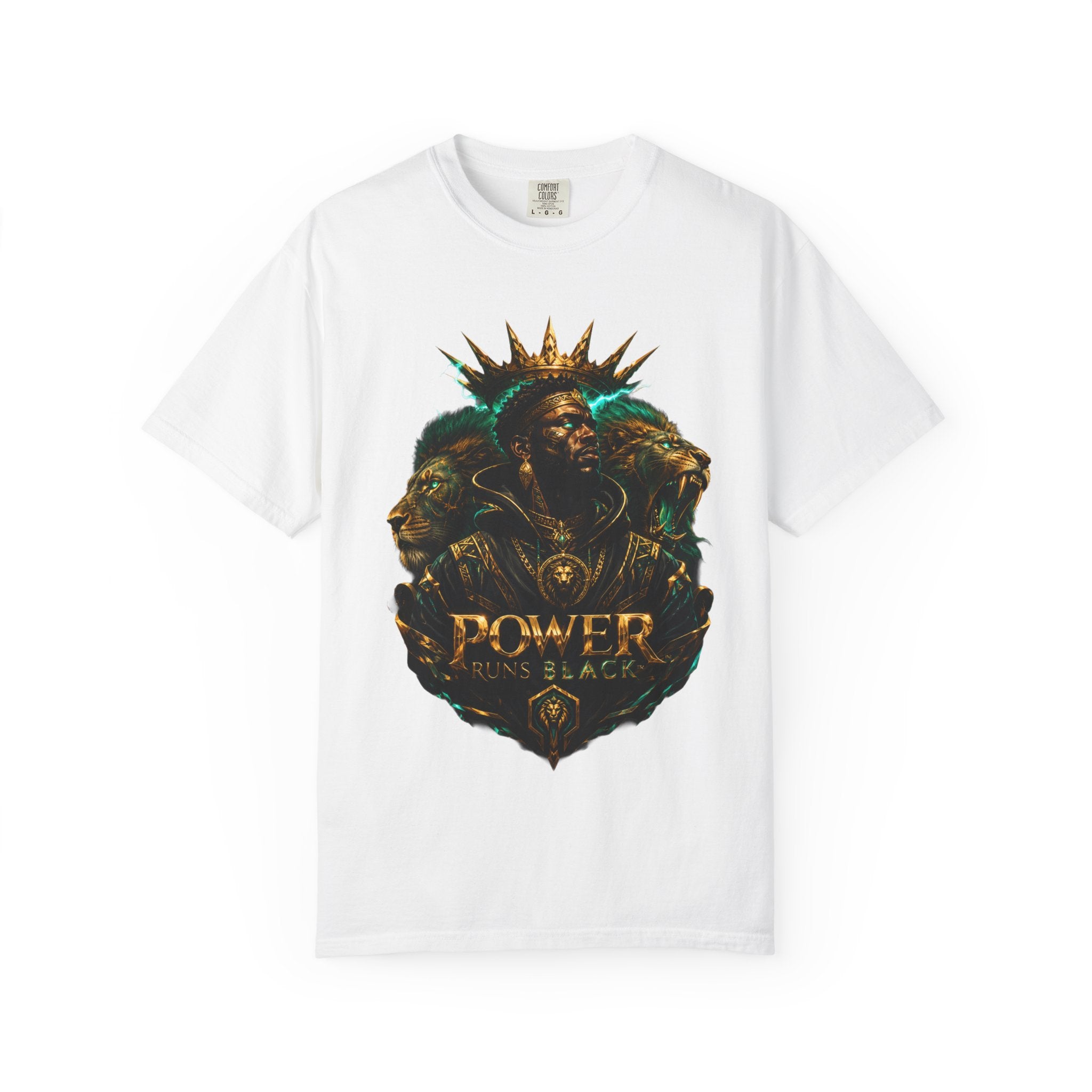 Power Runs Black PRB Green Angel Graphics Tee by Power Runs Black