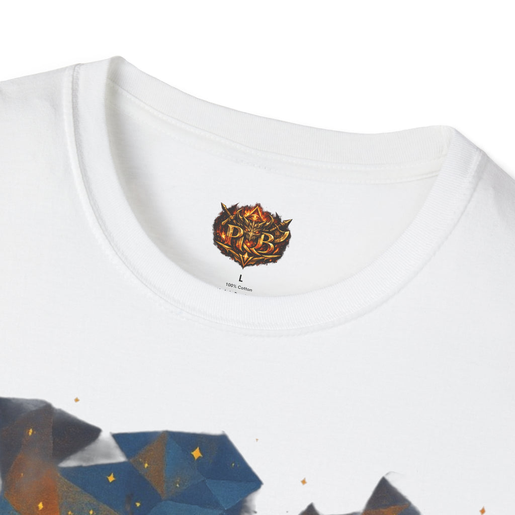 PRB Flame Silhouette Warrior T-Shirt | Fiery Geometric Backdrop by Power Runs Black