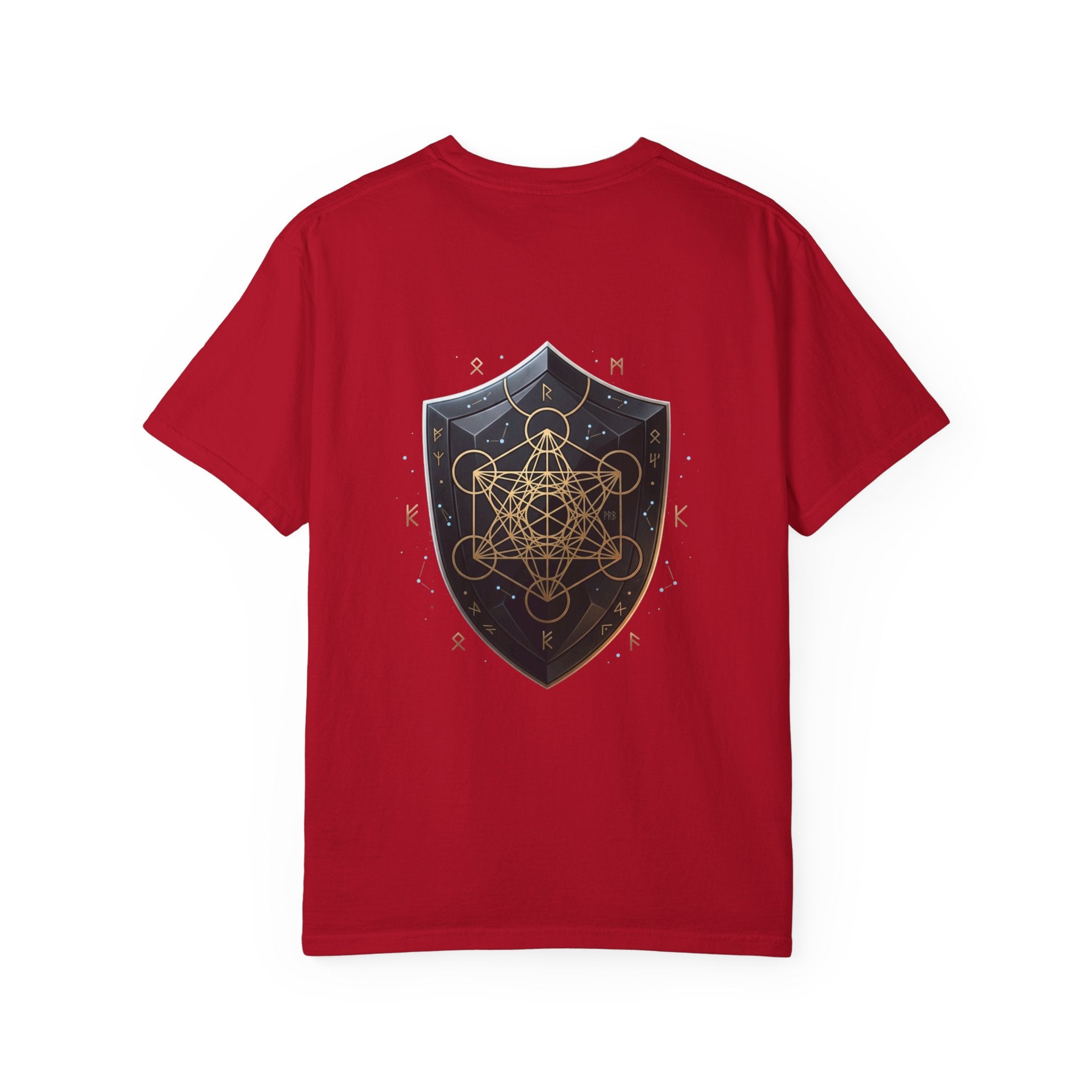 Power Runs Black Mystic Compass Disc T-Shirt — Geometric Gold & Black Emblem Tee by Printify