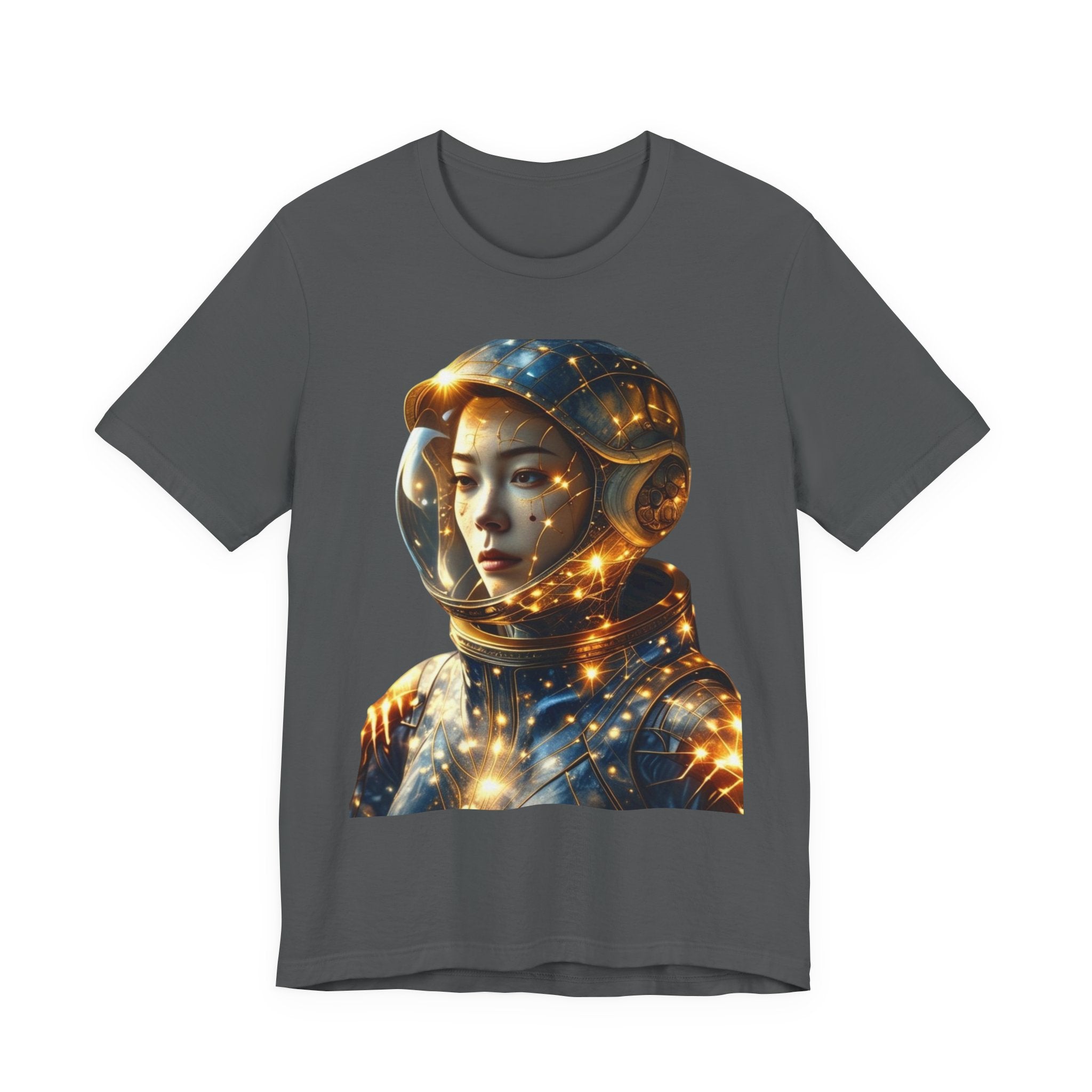 PRB Astronaut Portrait Tee — Starry Cosmic Helmet Graphic T-Shirt by Power Runs Black