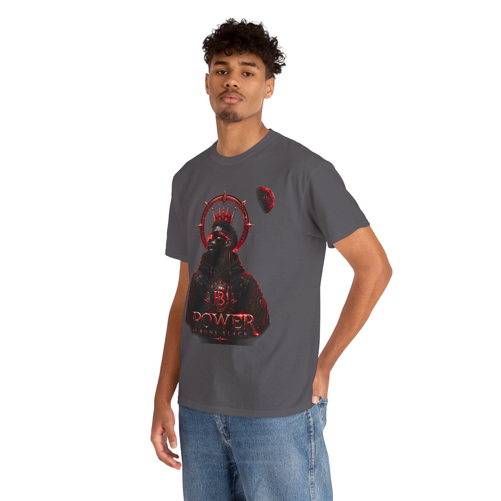 Power Runs Black Red Angel Graphics Tee by Printify