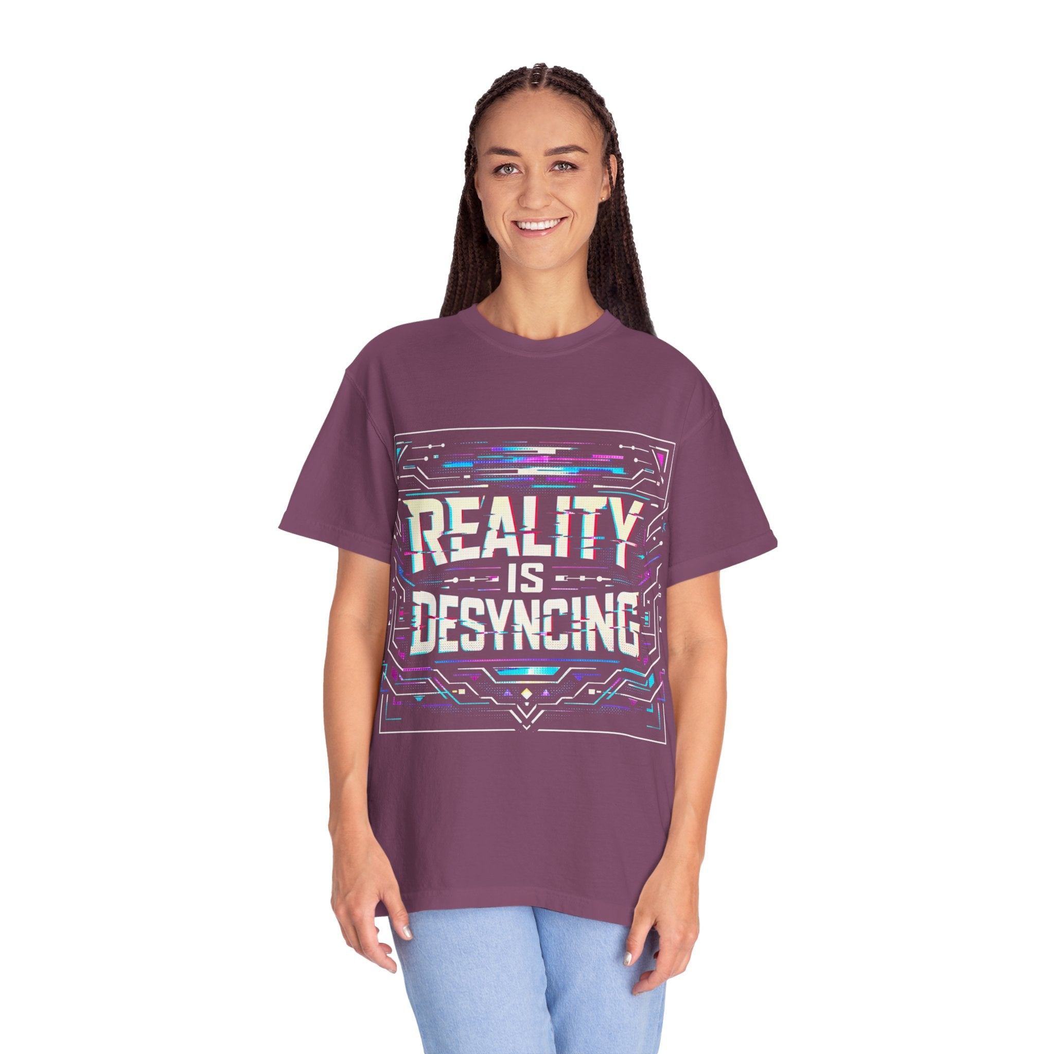 Power Runs Black PRB Glitchy Pastel "Reality Is Desyncing" T-Shirt by Printify