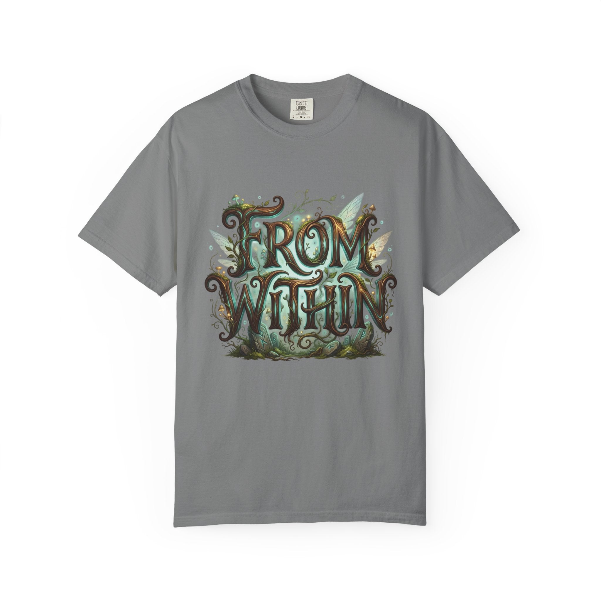 Power Runs Black PRB From Within T-shirt | Nature Typography Forest Illustration by Printify