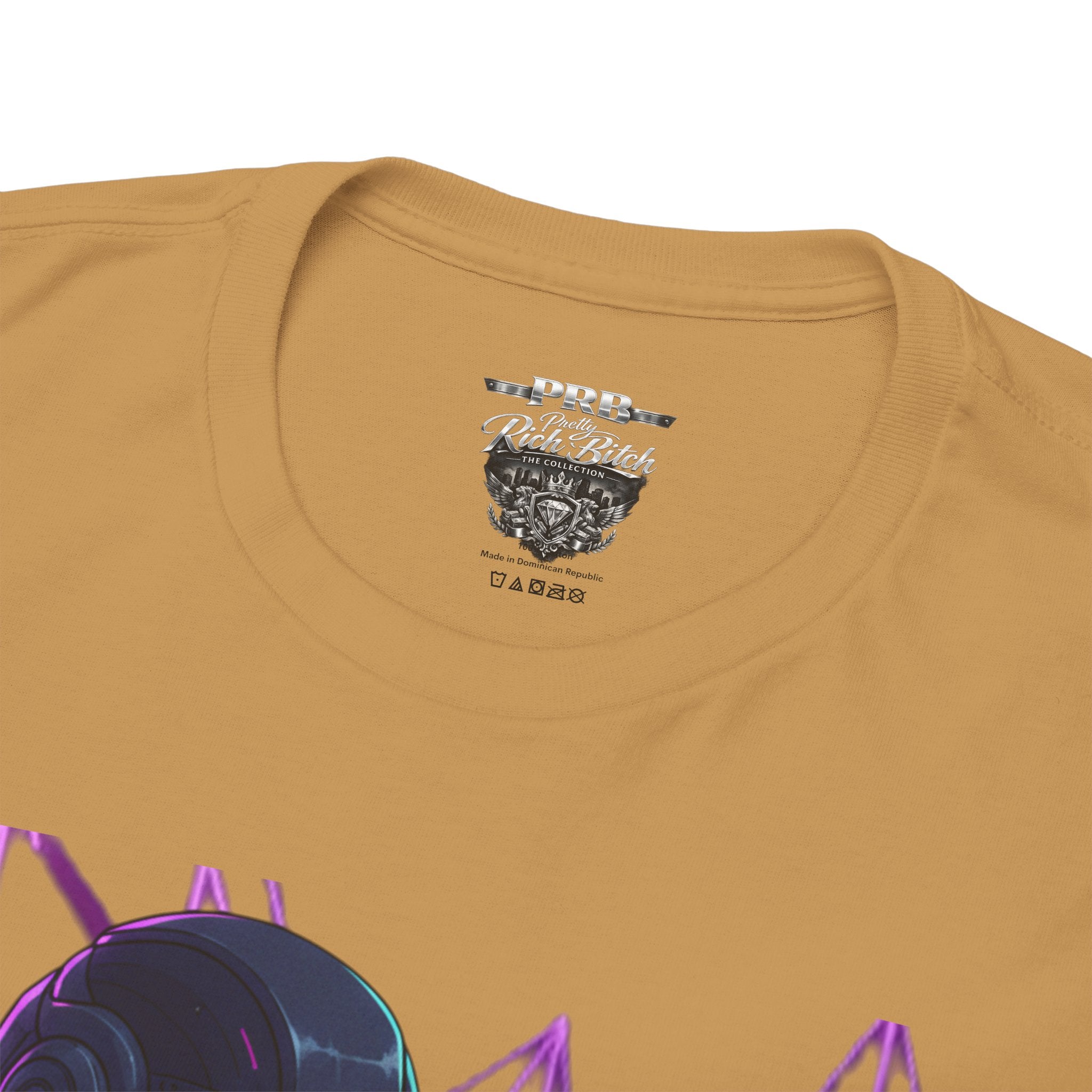 Power Run Black PRB Pretty Rich Bitch The Collection Purple Heart Cyberpunk Knight T-Shirt | Futuristic Armor Sci‑Fi Tee by Printify