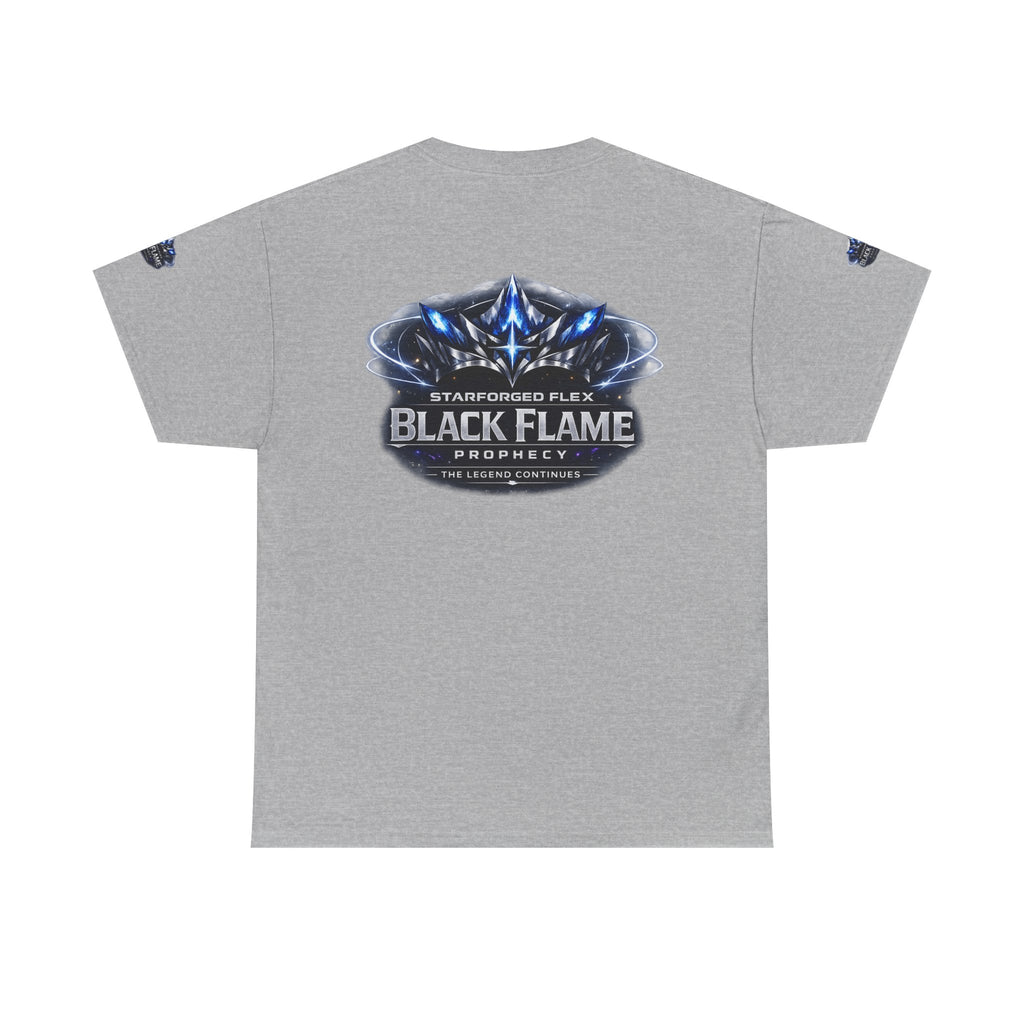 PRB Black Flame Prophecy Tee — Starforged Flex Graphic T‑Shirt by Power Runs Black