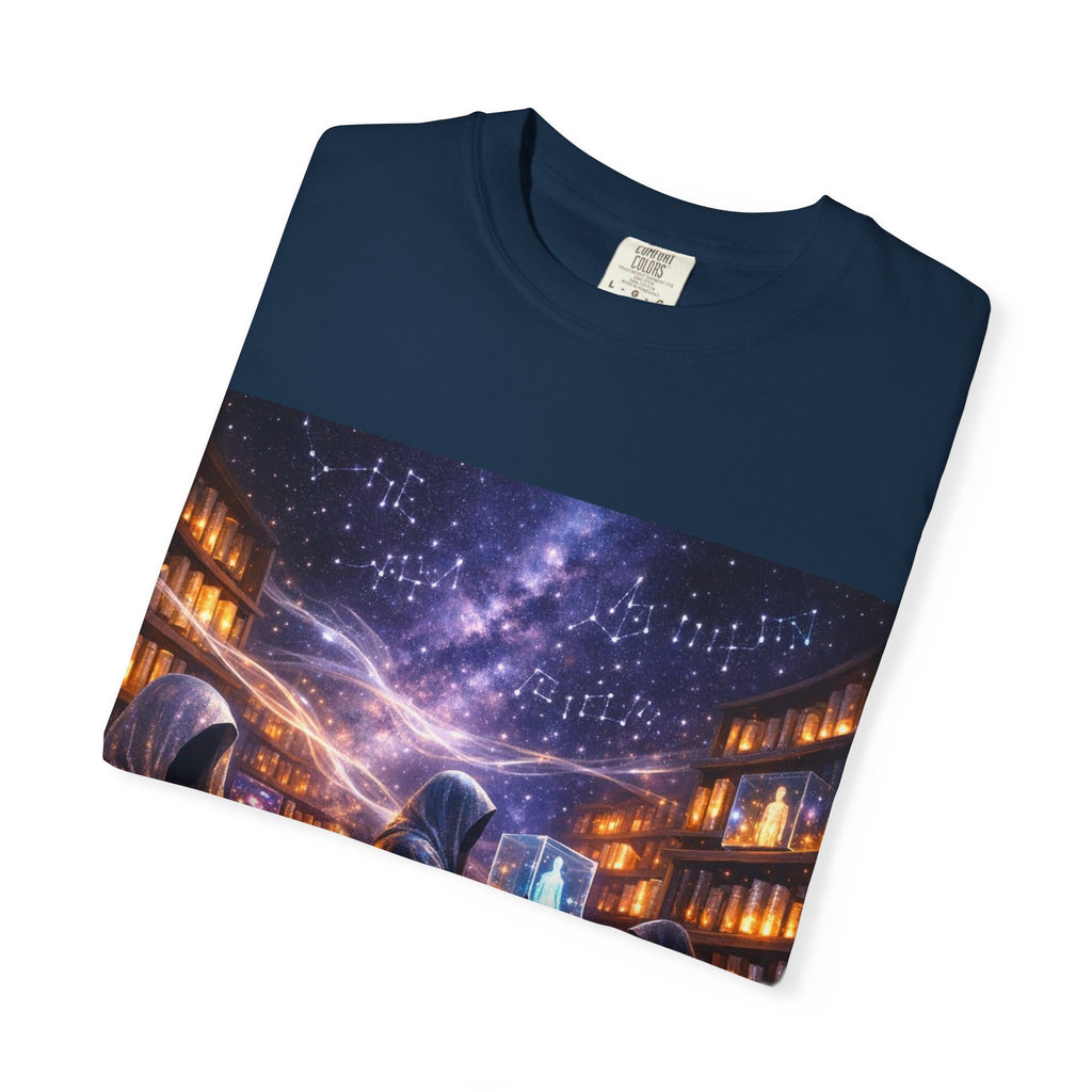 PRB Mystic Library Wizards T-Shirt — Cosmic Sorcerer Art Tee by Power Runs Black
