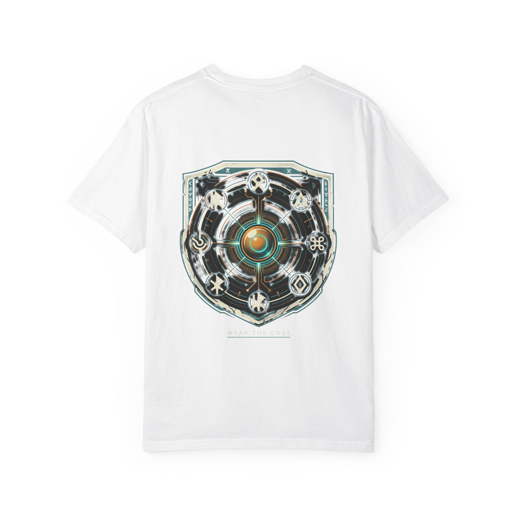 Power Runs Black PRB "Wear The Code" Mystic Shield T-Shirt — Geometric Sigil Graphic Tee by Printify