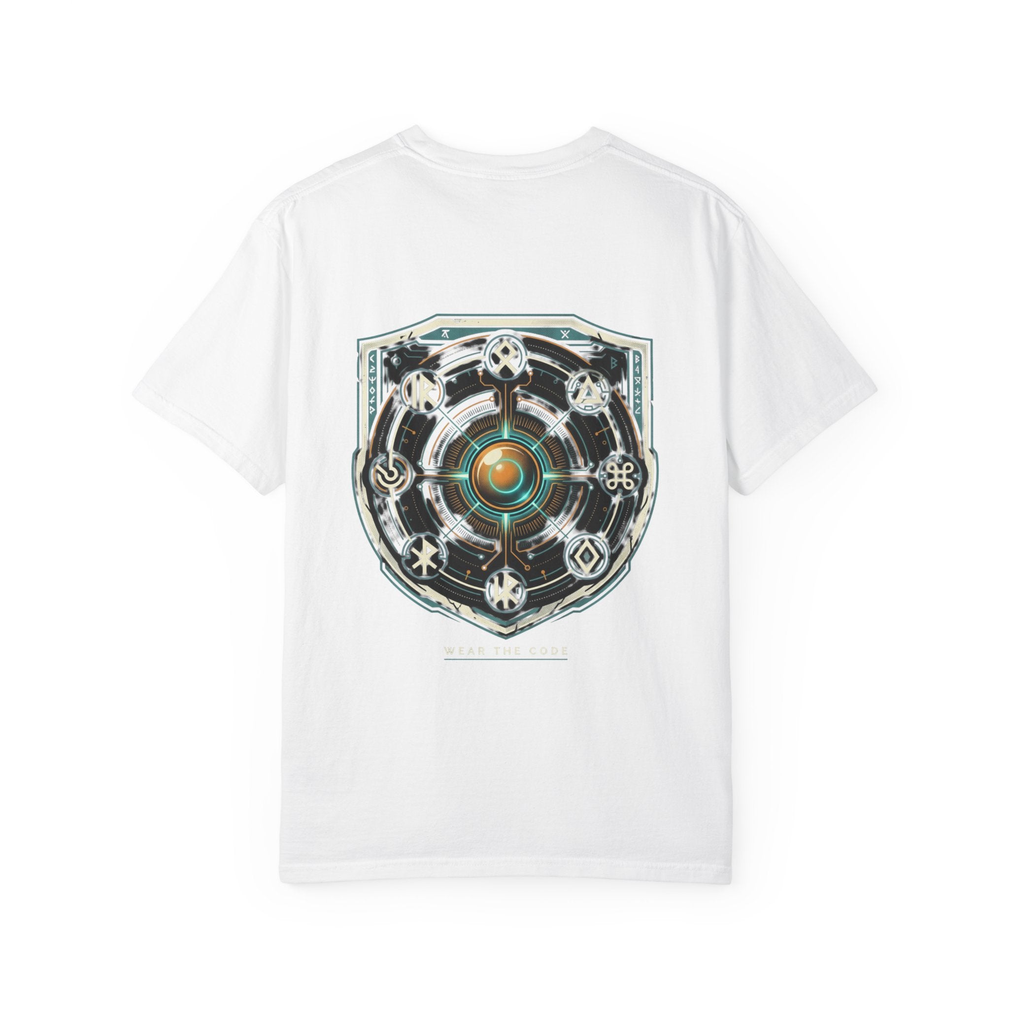 Power Runs Black PRB "Wear The Code" Mystic Shield T-Shirt — Geometric Sigil Graphic Tee by Printify