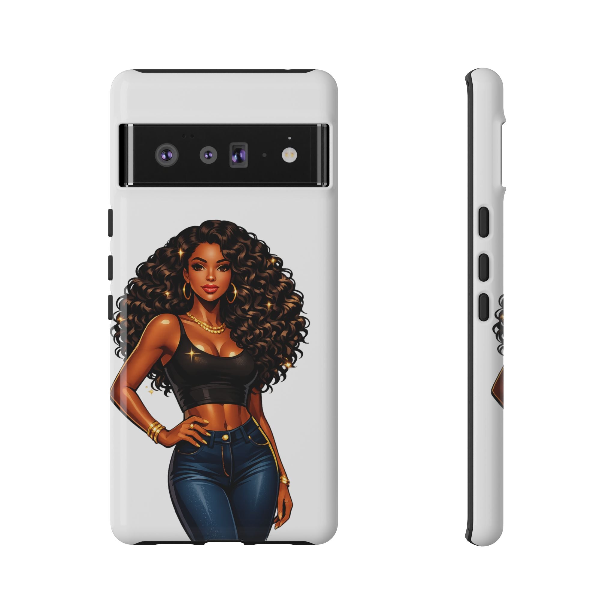 Pretty Rich Bitch by PRB Curly Hair Phone Case by Power Runs Black