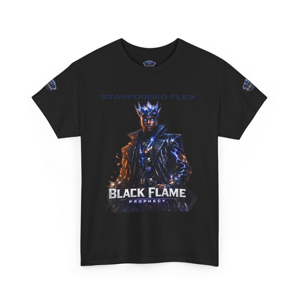 PRB Black Flame Prophecy Tee — Starforged Flex Graphic T‑Shirt by Power Runs Black