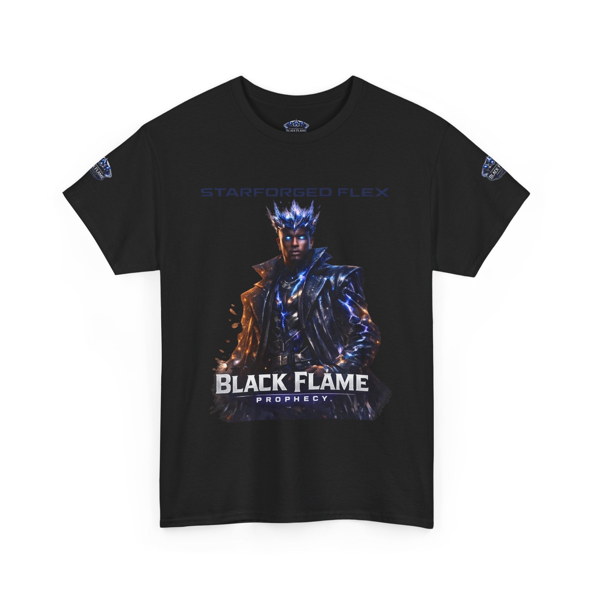 PRB Black Flame Prophecy Tee — Starforged Flex Graphic T‑Shirt by Power Runs Black