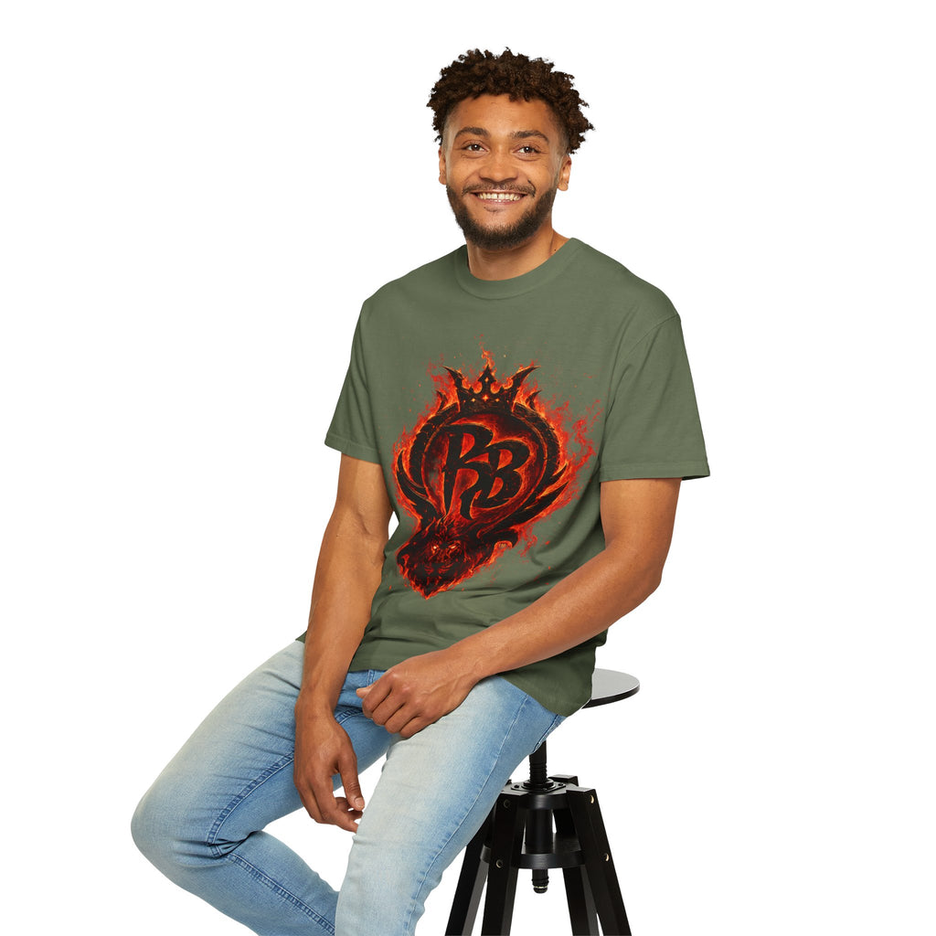 Power Runs Back PRB Flame Logo T-shirt | Fiery Emblem Tee, Grunge Rock Chic by Power Runs Black