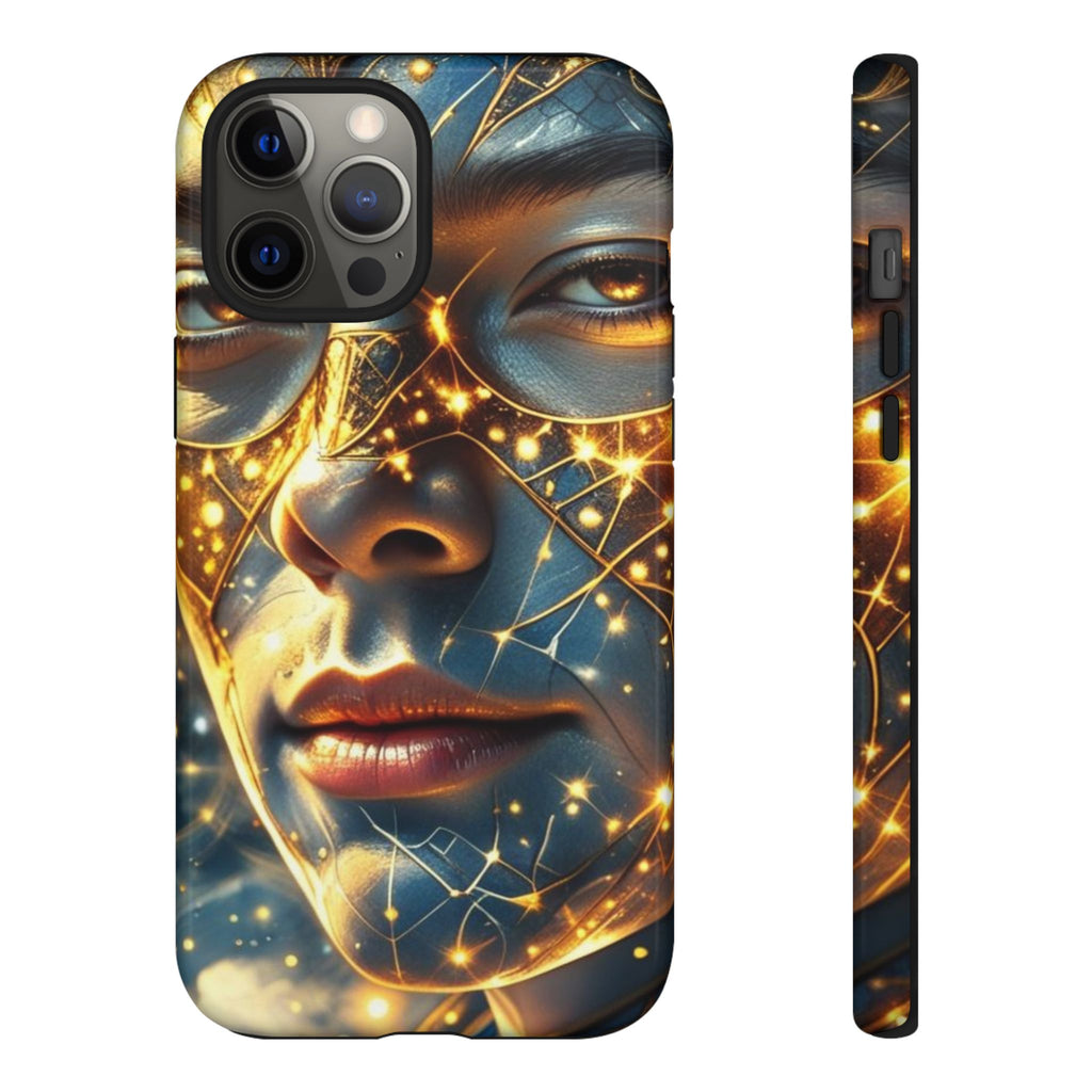 PRB Galactic Portrait Tough Case | Cosmic Face Phone Case, Starry Nebula Design by Power Runs Black