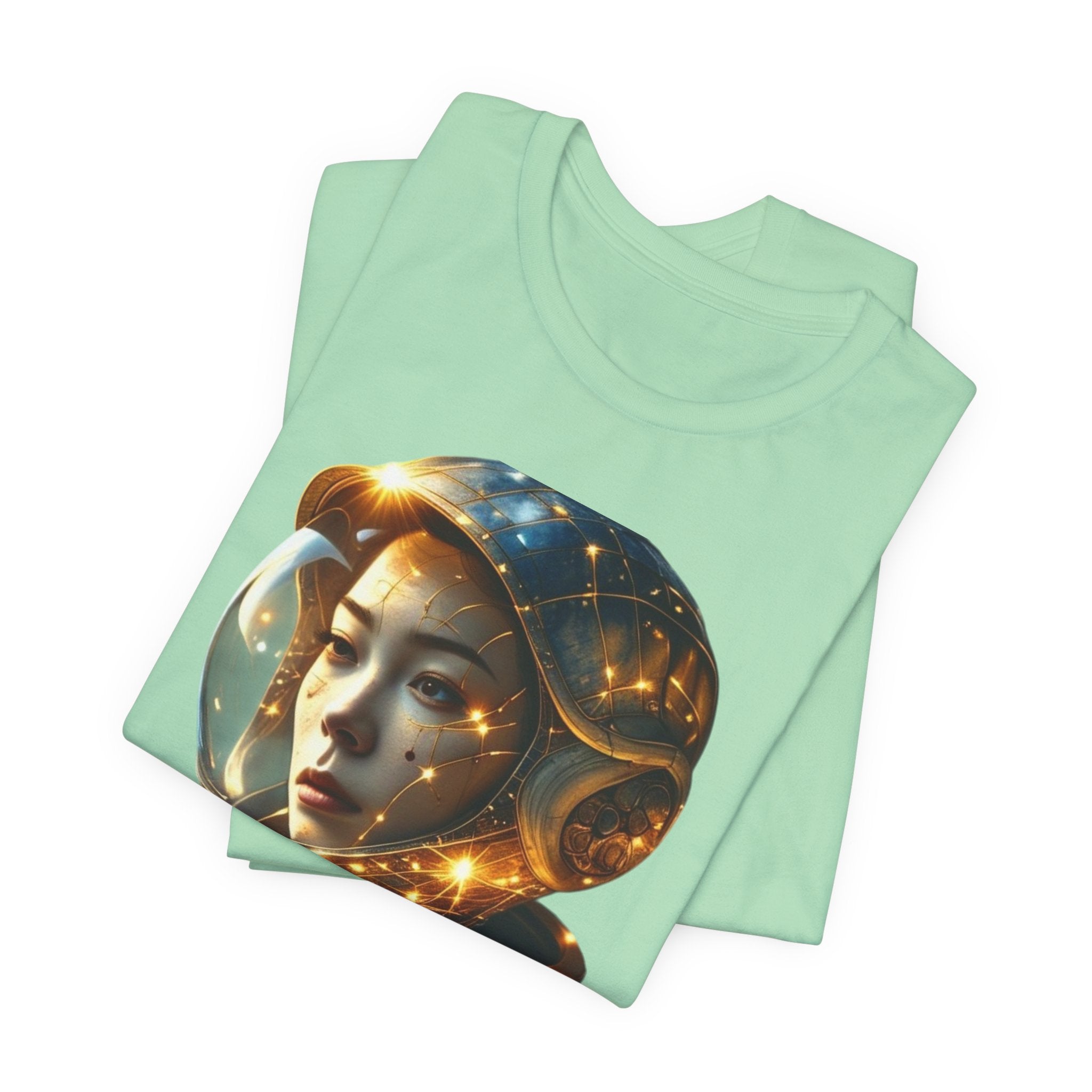 PRB Astronaut Portrait Tee — Starry Cosmic Helmet Graphic T-Shirt by Power Runs Black