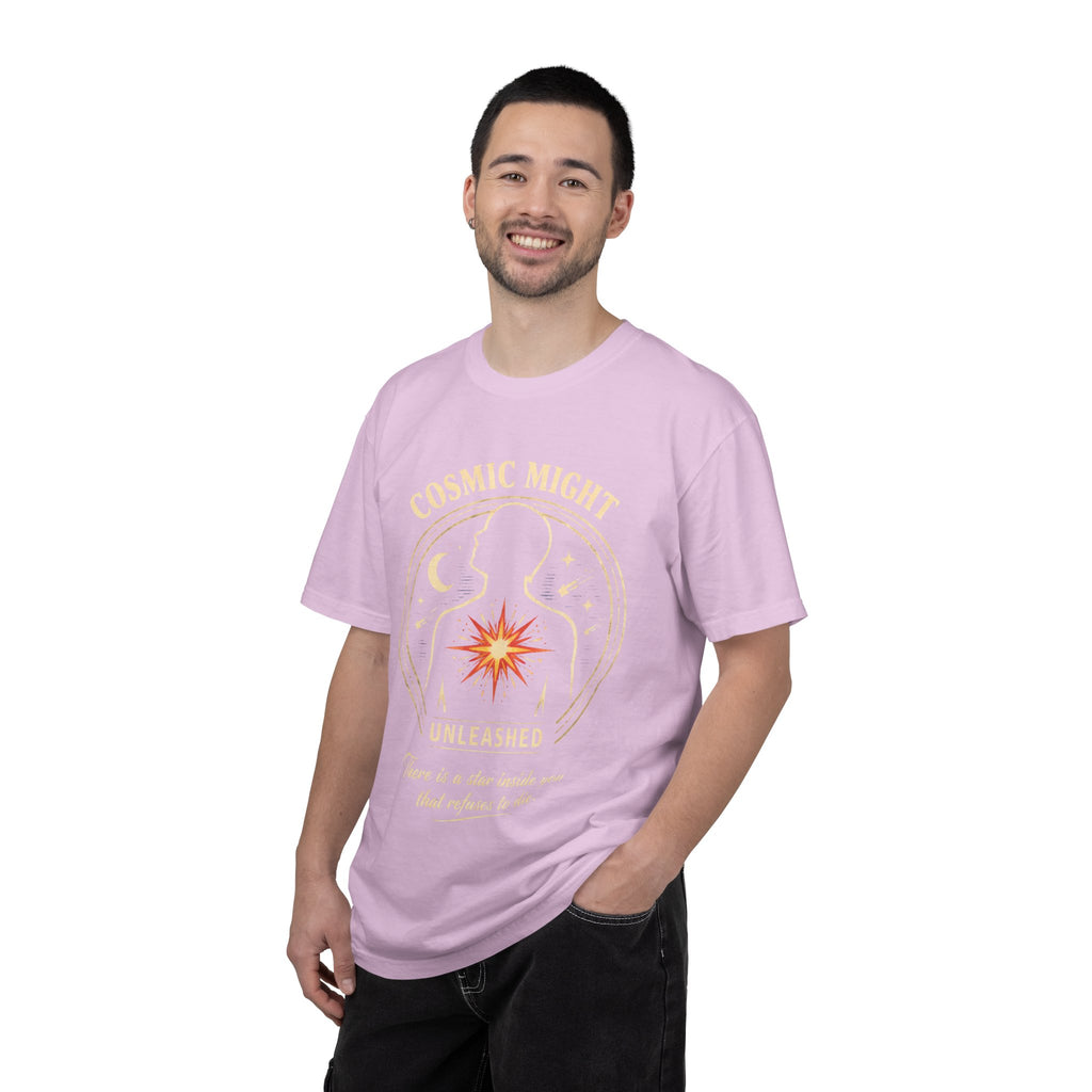 PRB Starforged Flex Cosmic Might T-Shirt — "Unleashed" Astral Heart Graphic Tee by Power Runs Black