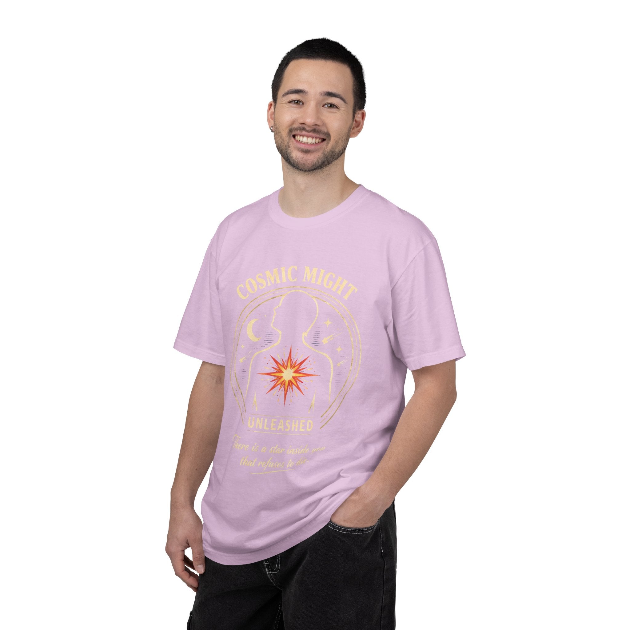 PRB Starforged Flex Cosmic Might T-Shirt — "Unleashed" Astral Heart Graphic Tee by Power Runs Black