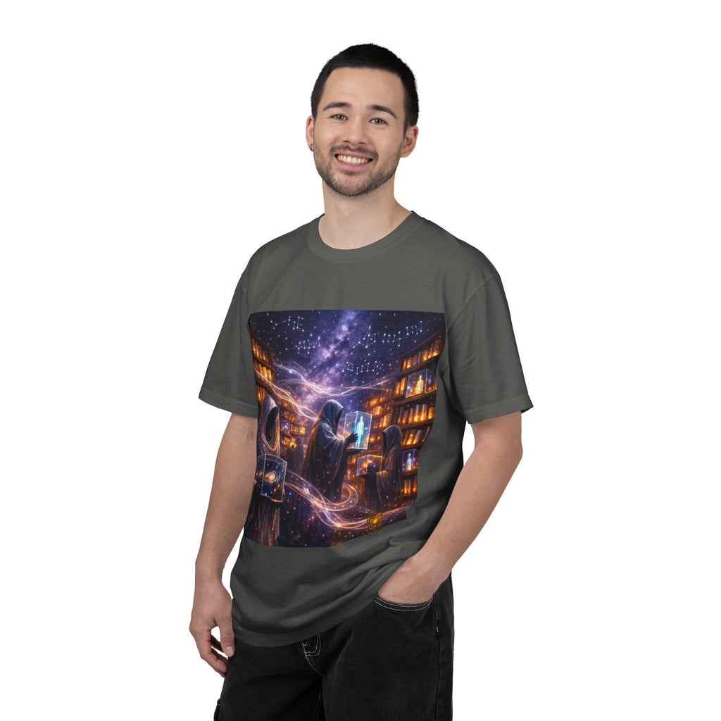 PRB Mystic Library Wizards T-Shirt — Cosmic Sorcerer Art Tee by Power Runs Black