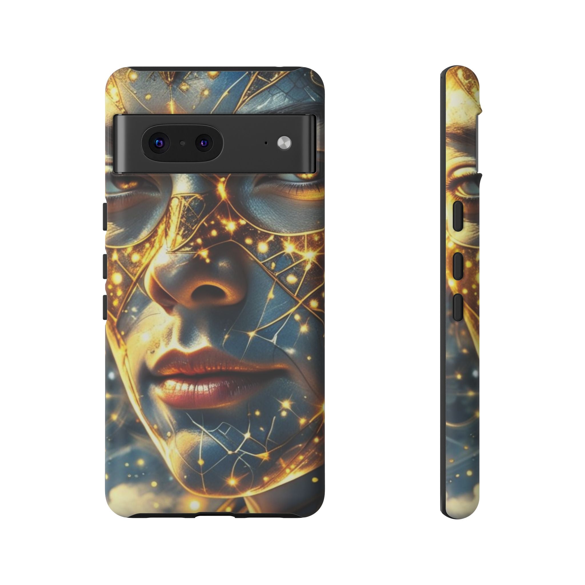 PRB Galactic Portrait Tough Case | Cosmic Face Phone Case, Starry Nebula Design by Power Runs Black