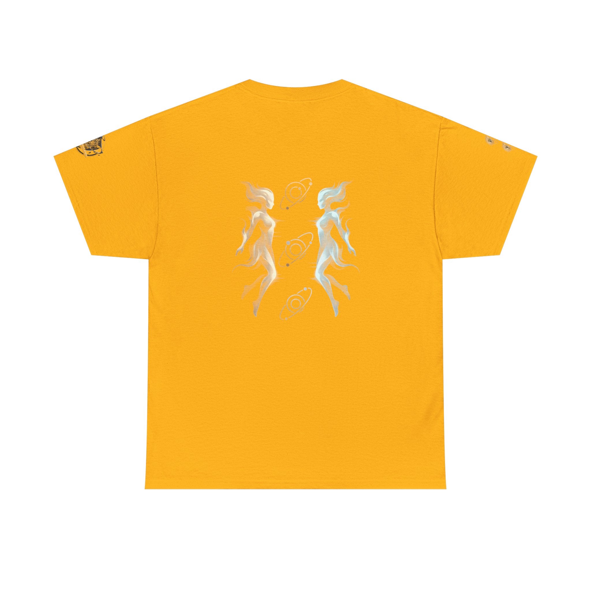 Power Runs Black Gemini Spirit Tee — Twin Sun & Moon Celestial Graphic T-Shirt by Printify