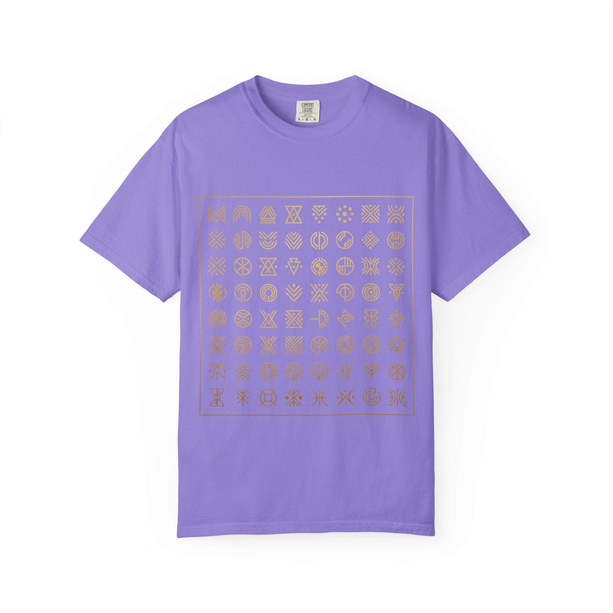 Power Runs Black PRB Symbol Grid T-Shirt — Minimal Gold Icon Graphic Tee by Printify