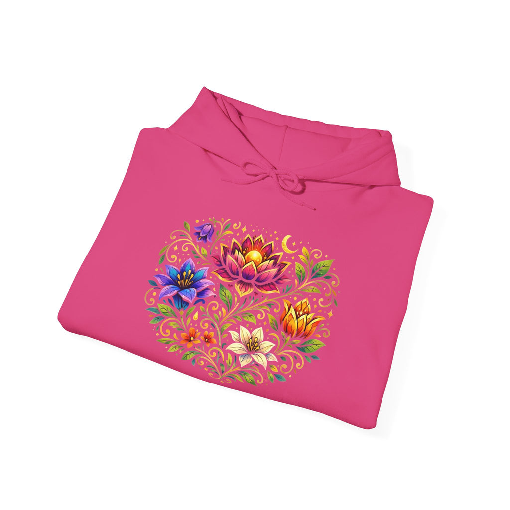 Pretty Rich Bitch by PRB Colorful Floral Lotus Bouquet Hoodie | Watercolor Flower Mandala Sweatshirt by Power Runs Black