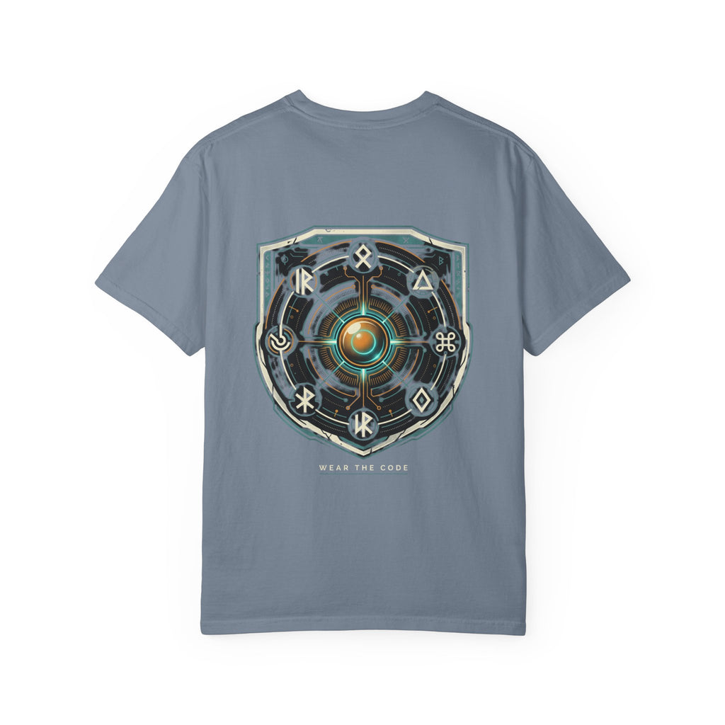 Power Runs Black PRB "Wear The Code" Mystic Shield T-Shirt — Geometric Sigil Graphic Tee by Printify