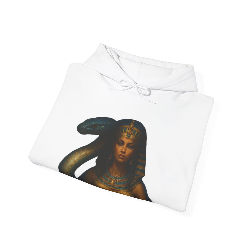 PRB Egyptian Goddess Portrait Hoodie | Serpent Headdress, Ancient Queen Art by Printify