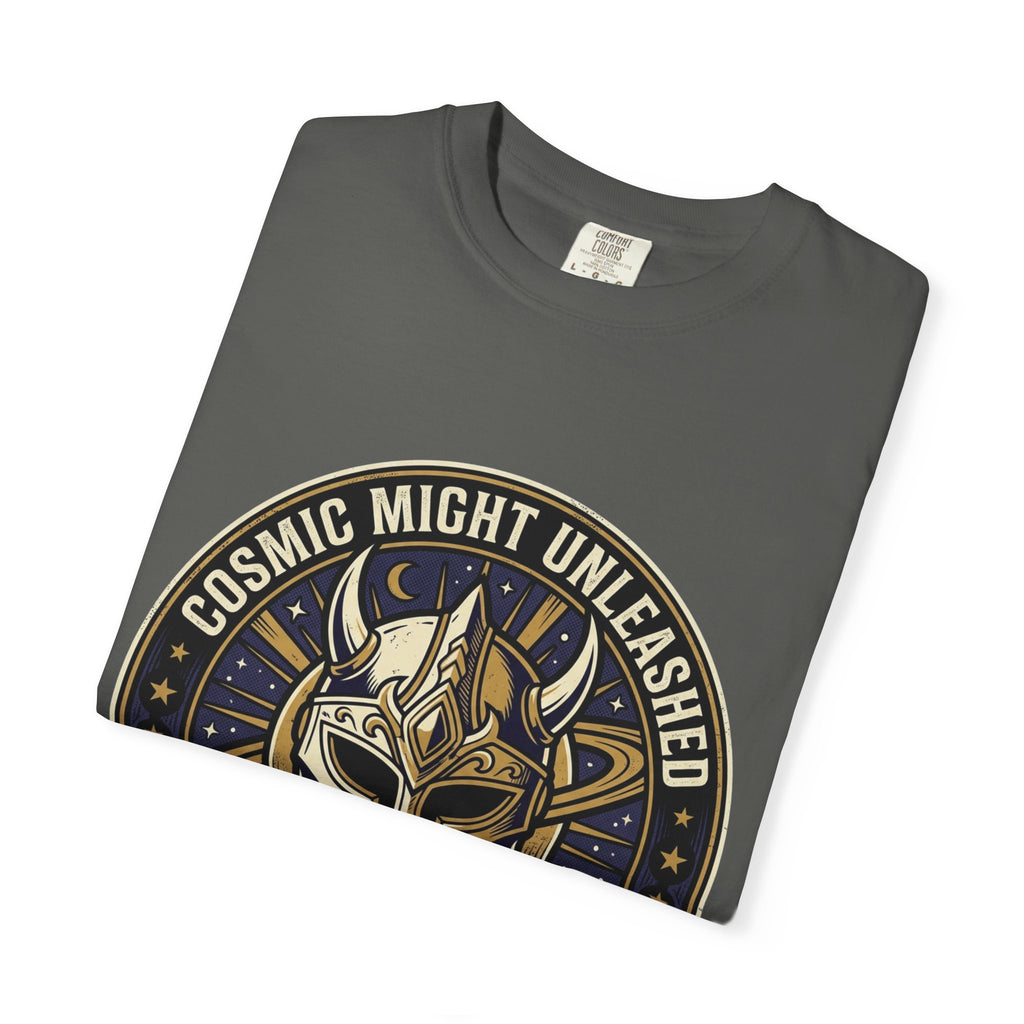 PRB Starforged Flex Cosmic Might Unleashed T-Shirt — Mythic Helmet Graphic Tee by Power Runs Black