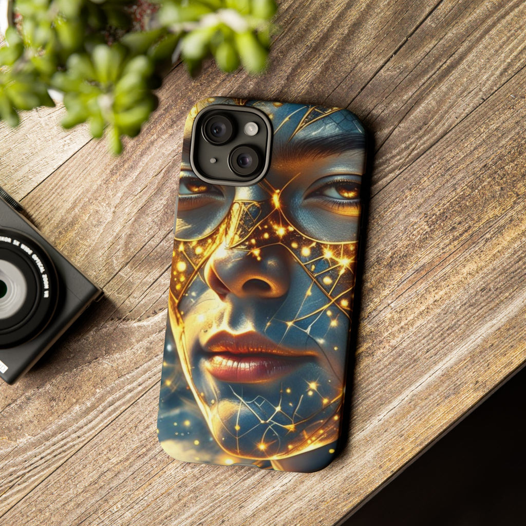 PRB Galactic Portrait Tough Case | Cosmic Face Phone Case, Starry Nebula Design by Power Runs Black