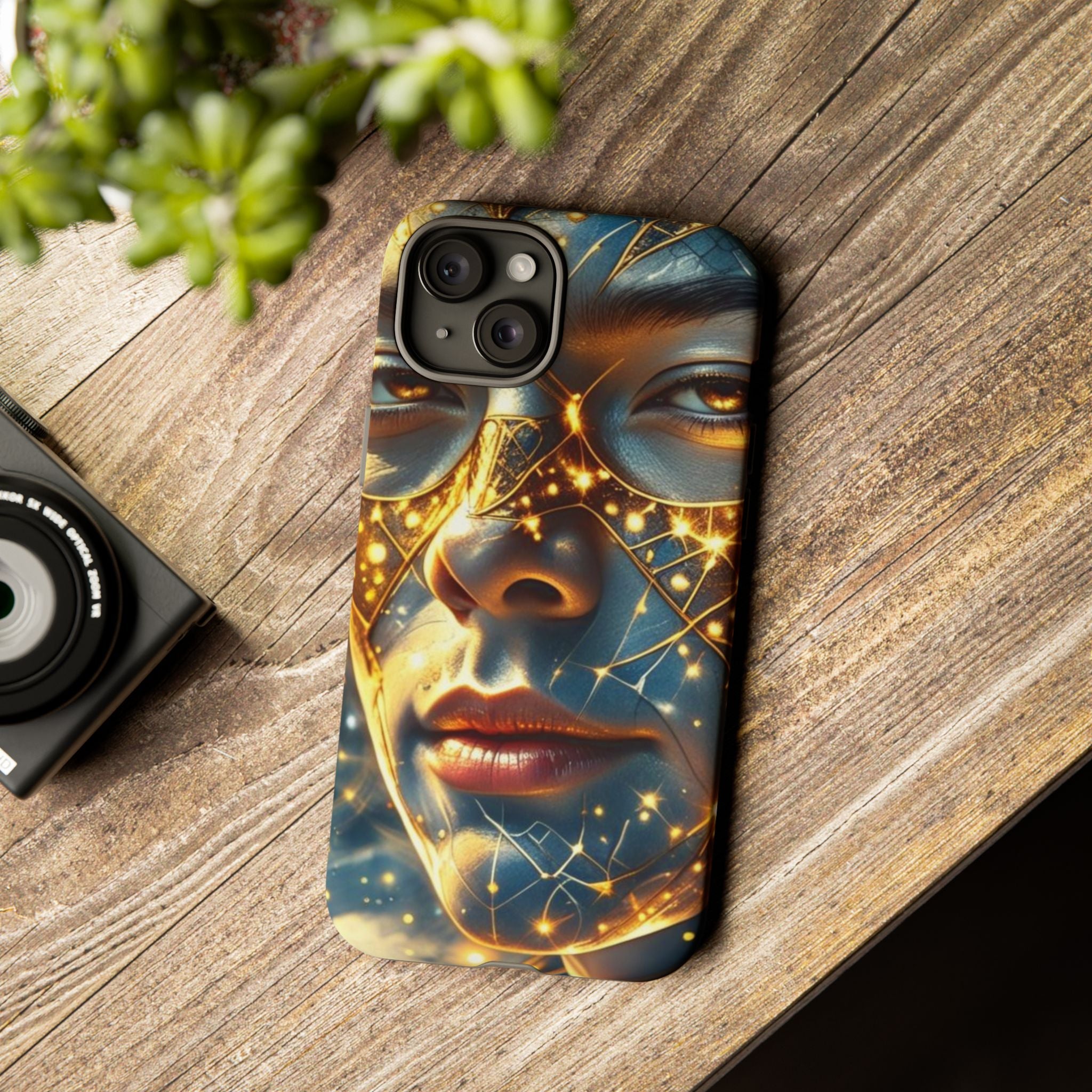 PRB Galactic Portrait Tough Case | Cosmic Face Phone Case, Starry Nebula Design by Power Runs Black