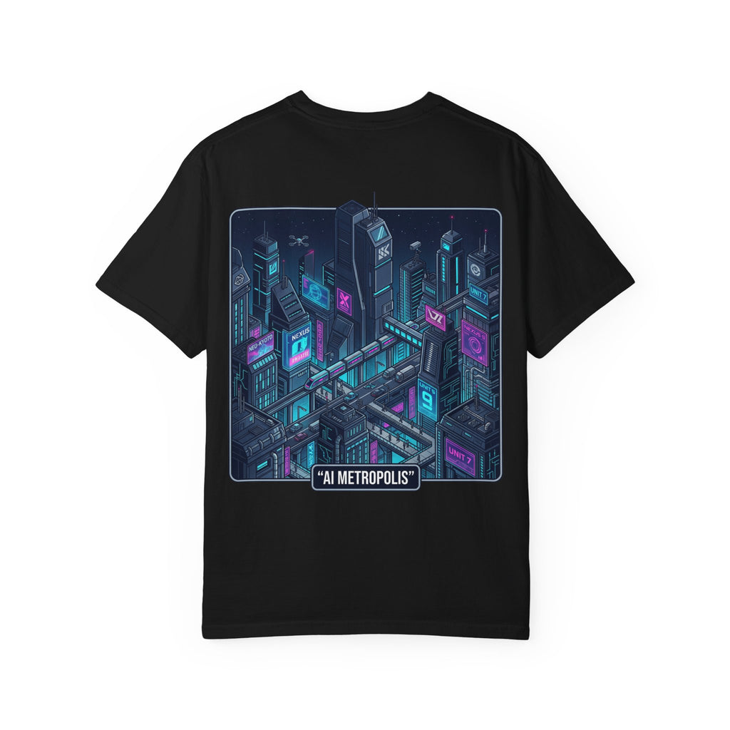 Power Runs Black AI Metropolis T-Shirt — 'At First, It Entered Quietly' Cybercity Graphic Tee by Concepts VS Entertainment/Tiktok shop
