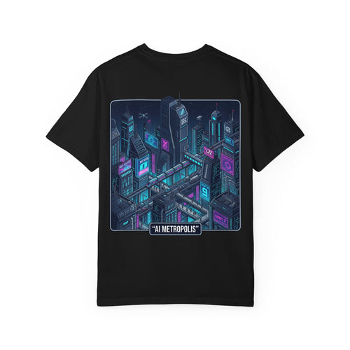 Power Runs Black AI Metropolis T-Shirt — 'At First, It Entered Quietly' Cybercity Graphic Tee by Concepts VS Entertainment/Tiktok shop
