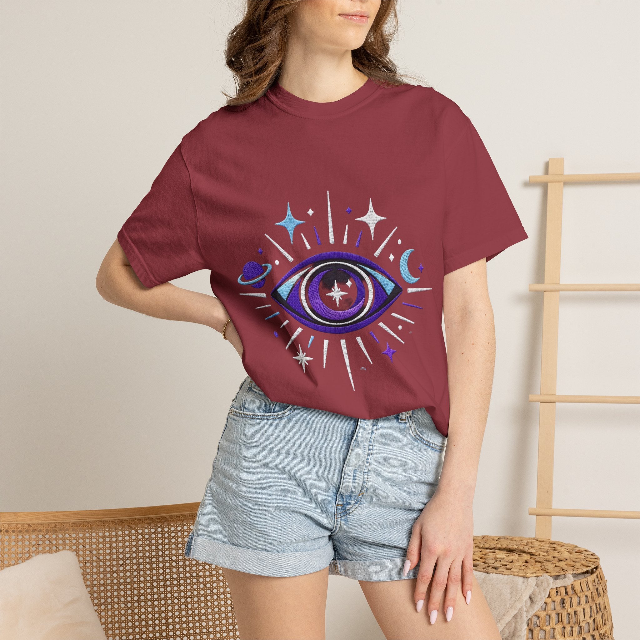 PRB Mystic All-Seeing Eye T-shirt | Cosmic Moon and Stars by Printify