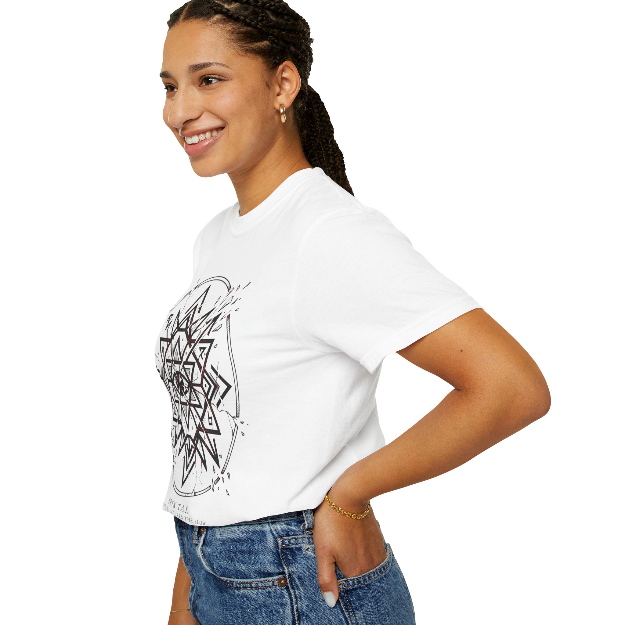 Power Runs Black PRB Eryx Tal Geometric Mandala T-Shirt — Symmetric Star Graphic Tee by Power Runs Black