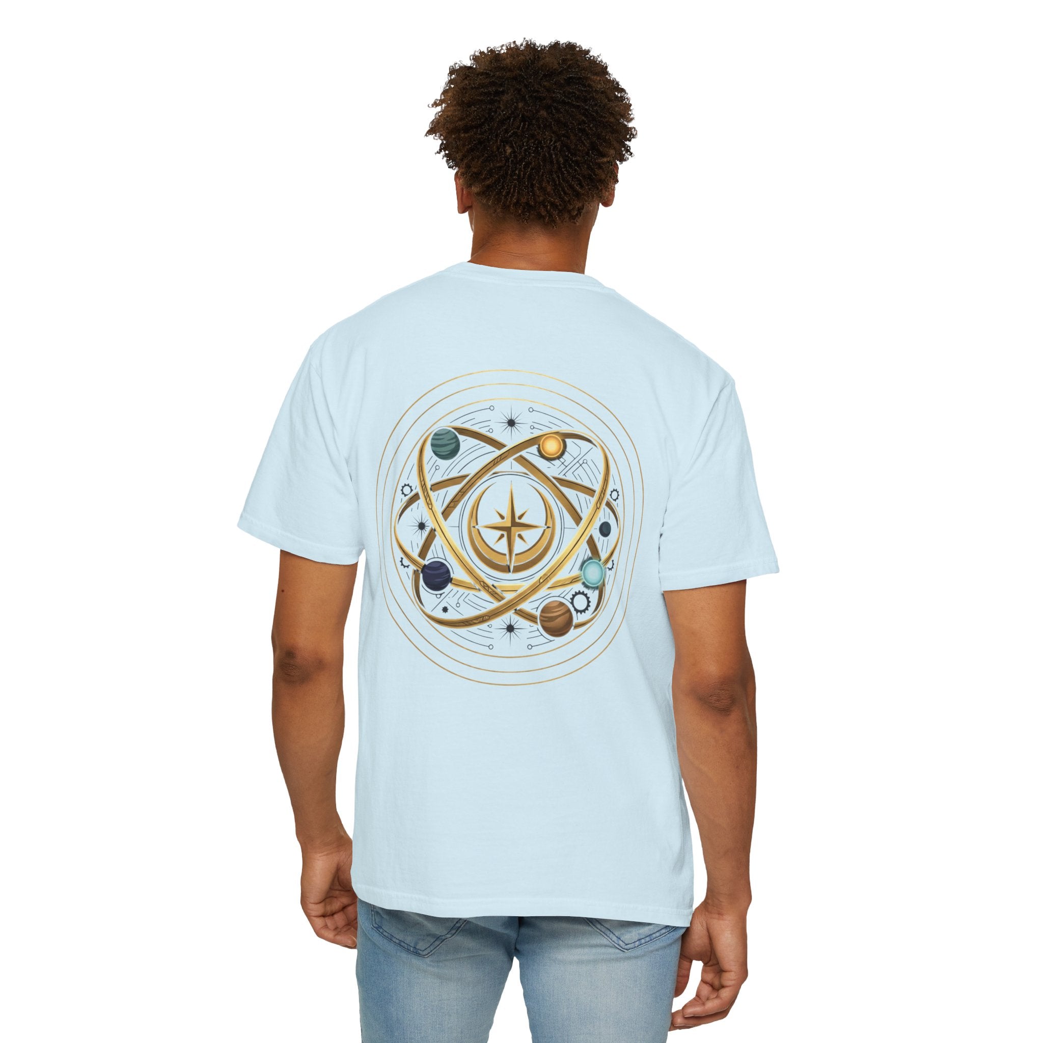 PRB Crown & Cosmos Graphic T-Shirt | Gold Royal Crest & Celestial Back by Printify