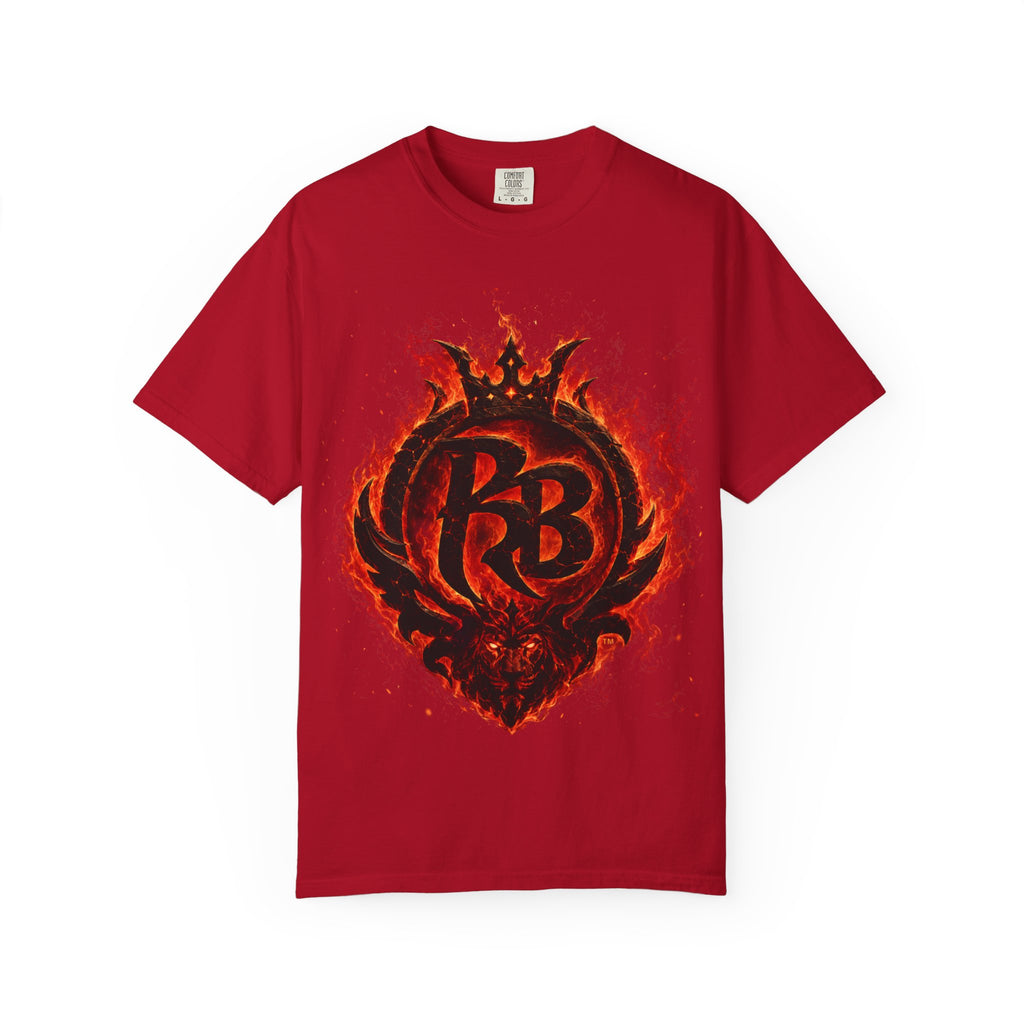 Power Runs Back PRB Flame Logo T-shirt | Fiery Emblem Tee, Grunge Rock Chic by Power Runs Black